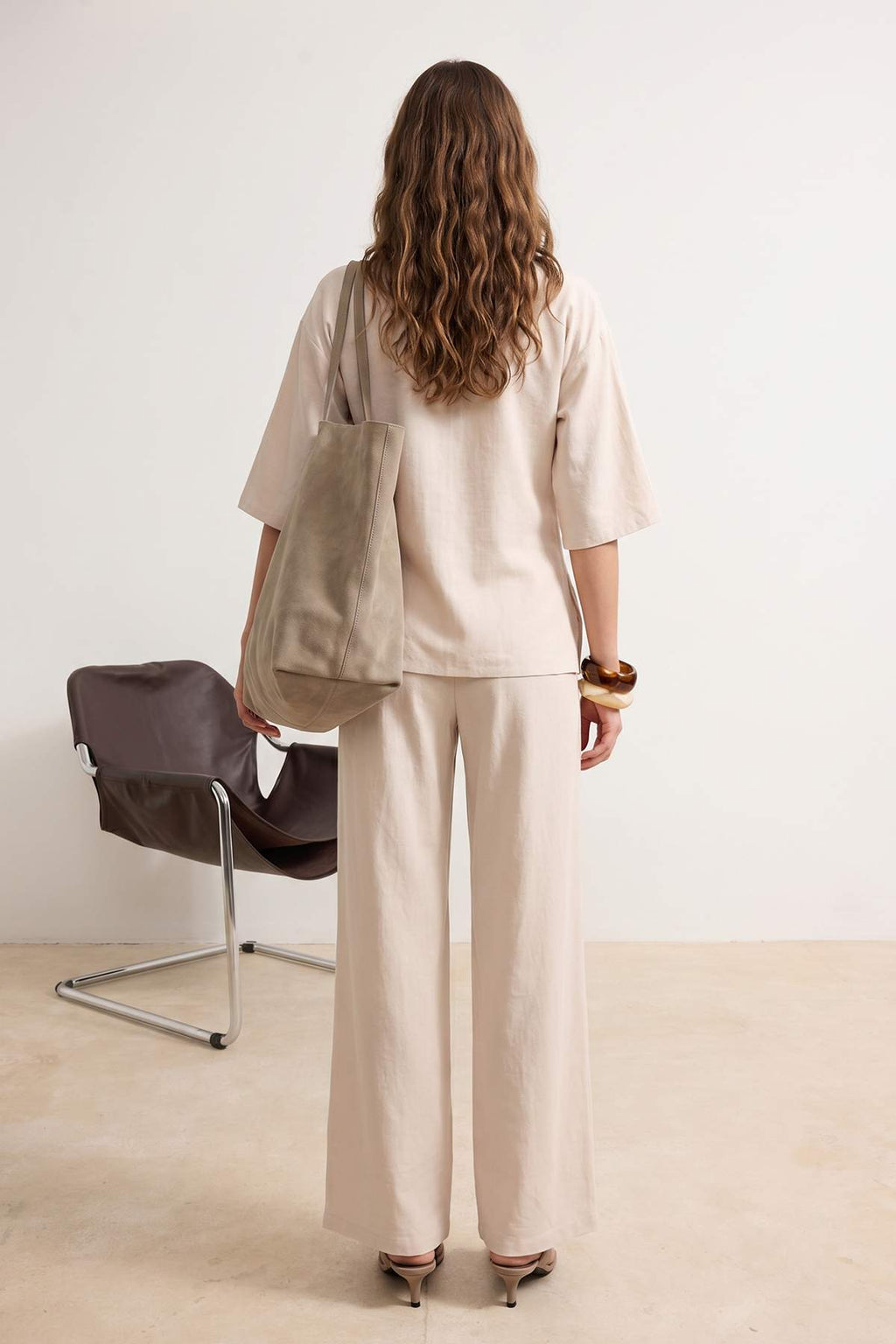 2-Piece Regular Fit Polo Neck Batwing Sleeve Wide Leg Co-ord