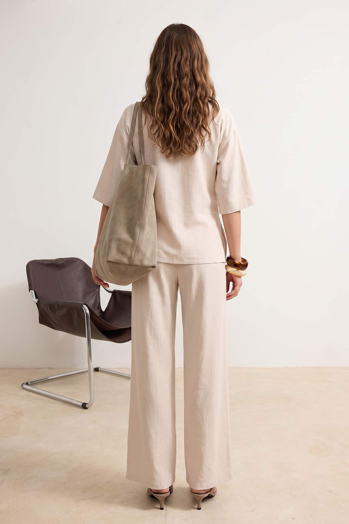 2-Piece Regular Fit Polo Neck Batwing Sleeve Wide Leg Co-ord