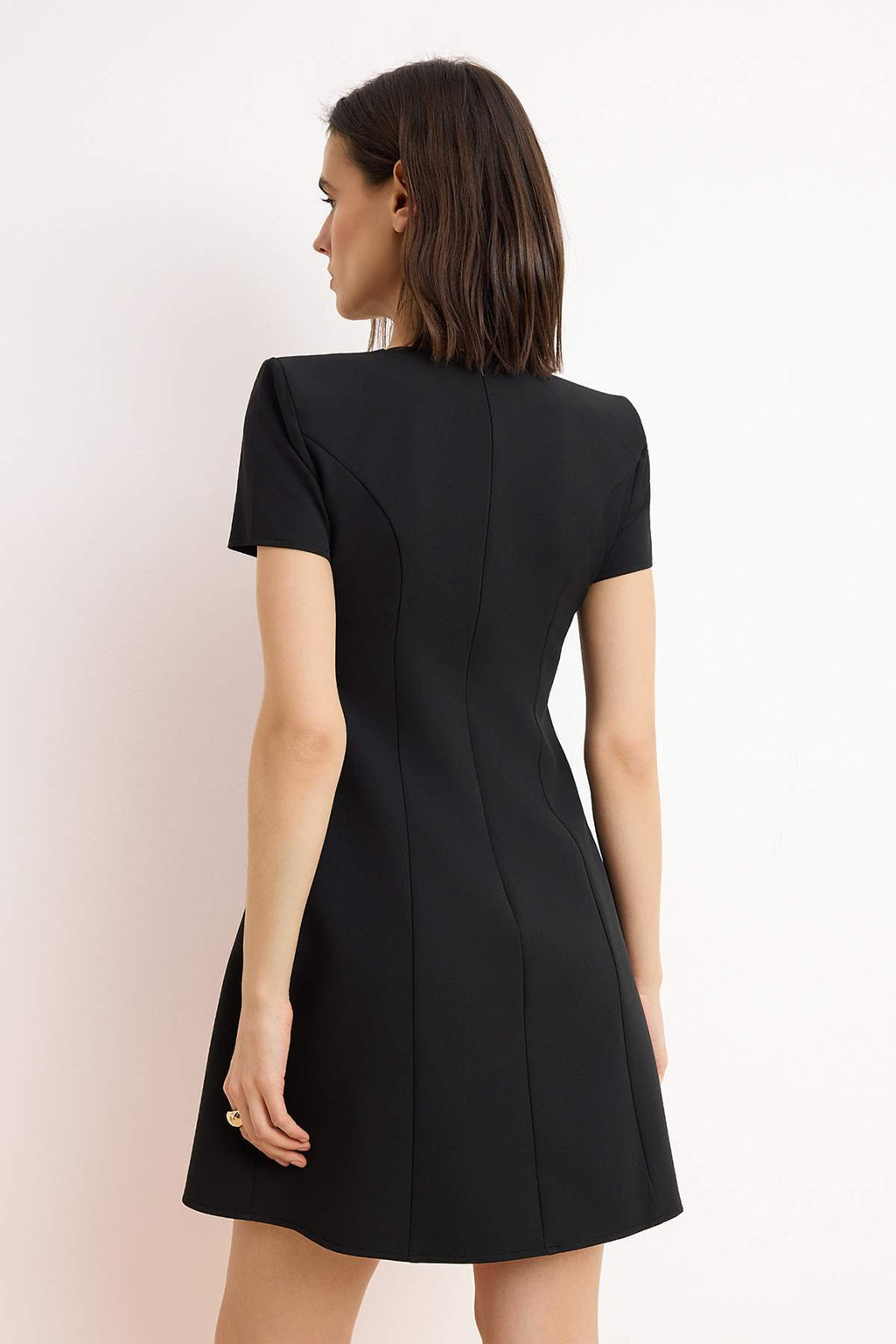 A-Line Short Sleeve Crew Neck Mini Dress