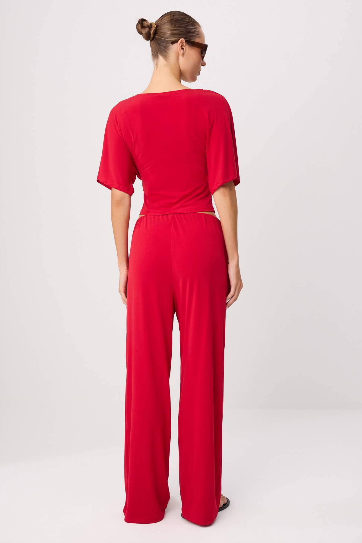 2-Piece Fitted Batwing Sleeve Wide Leg Co-ord Set