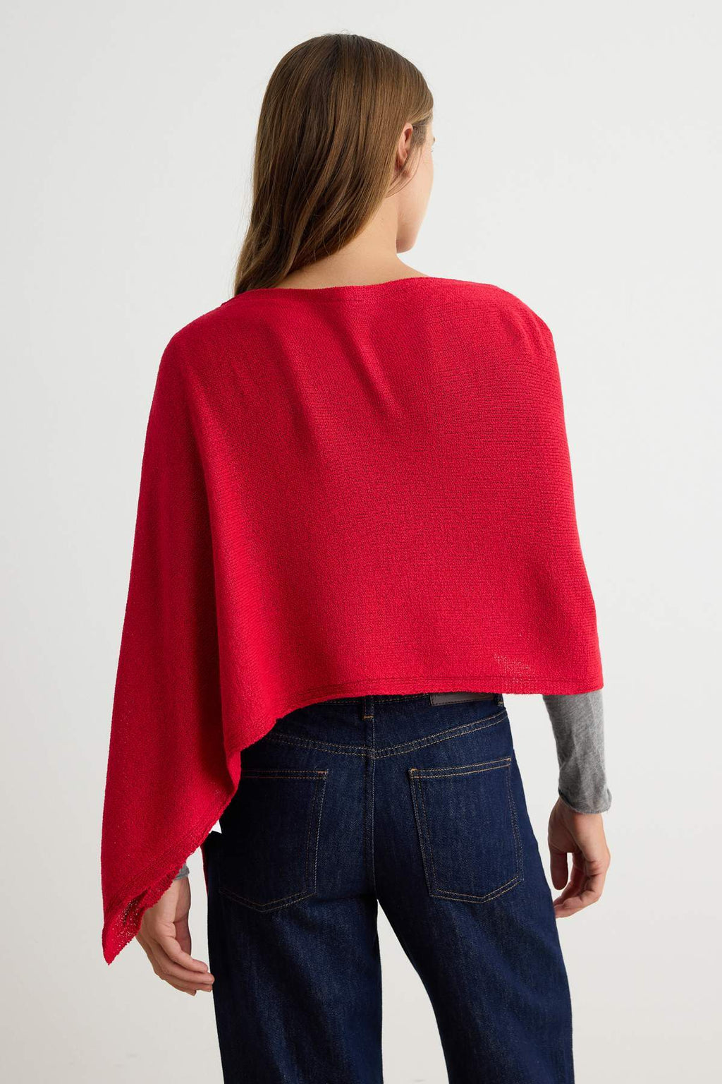 Boat Neck Batwing Sleeve Oversize Knit Poncho