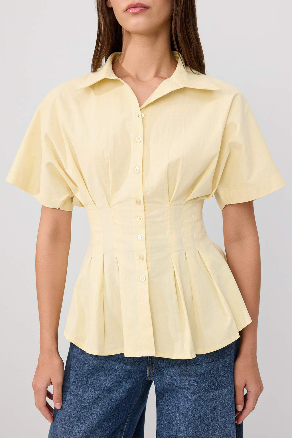 Pleated Detail Fitted Short Sleeve Shirt