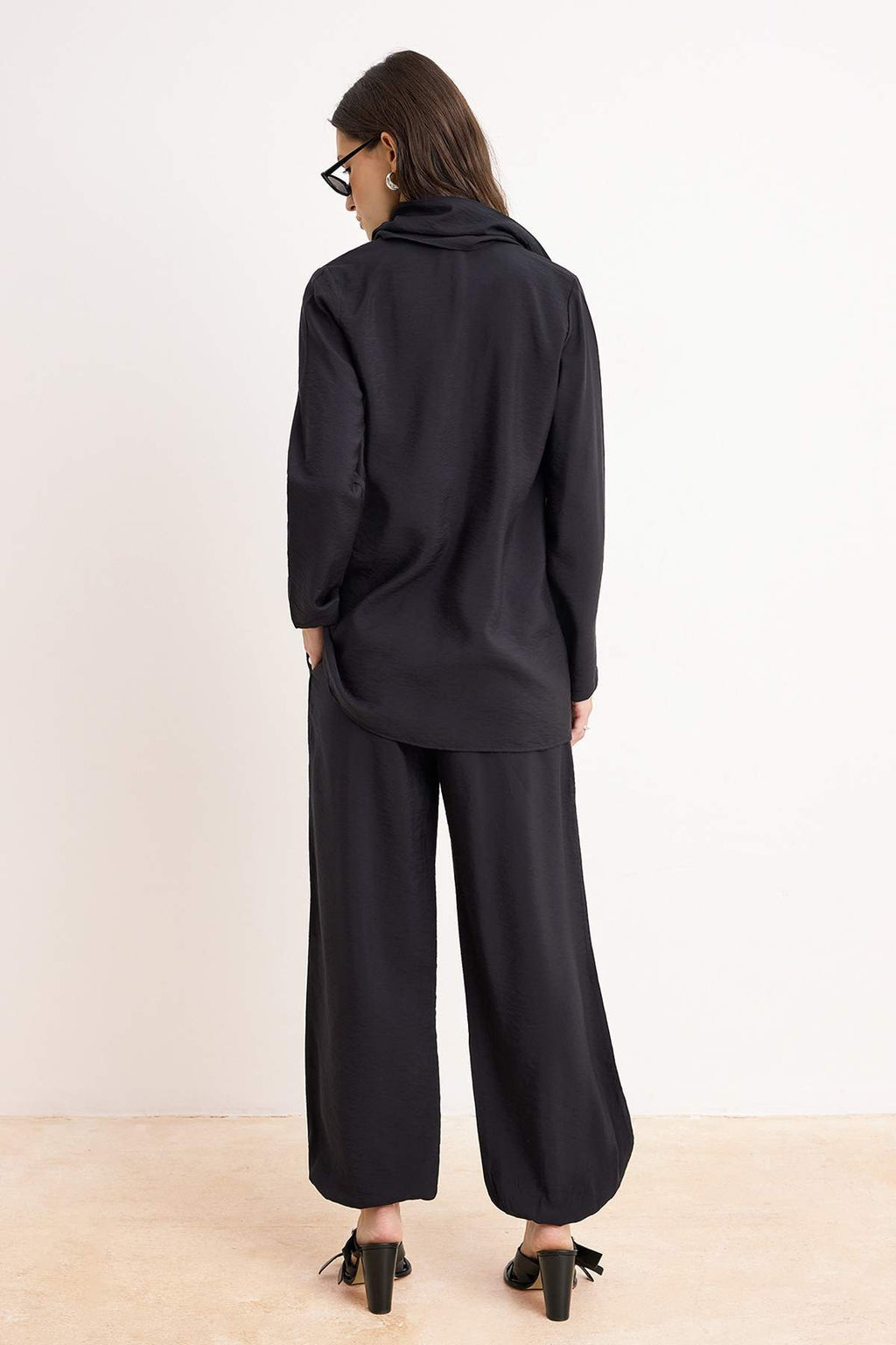 Scarf Detail Tunic Wide Leg Trouser Co-ord