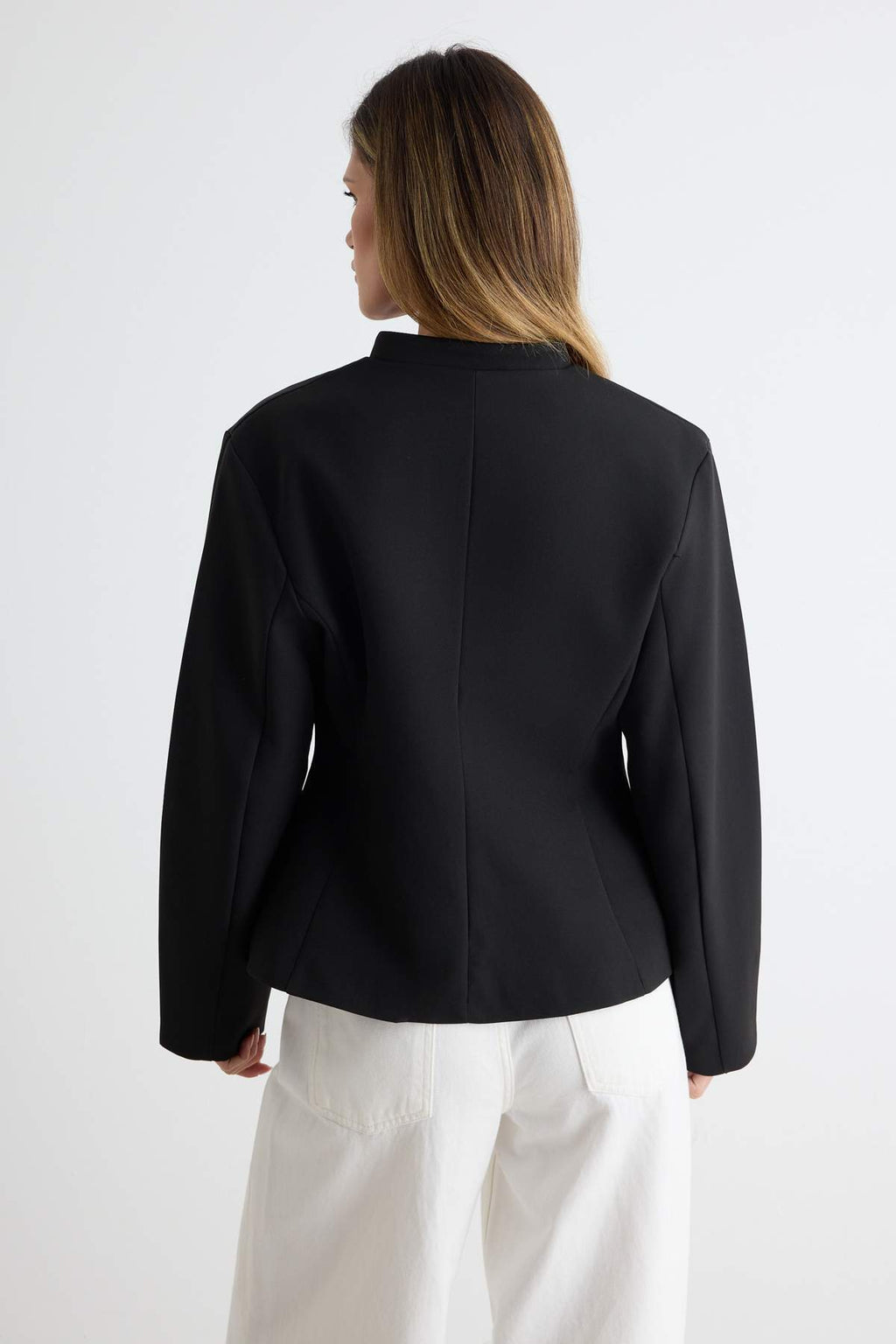 Button Detail Fitted Blazer Jacket