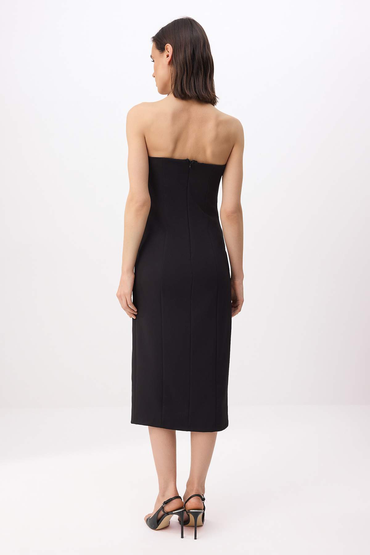 Strapless Shift Midi Dress