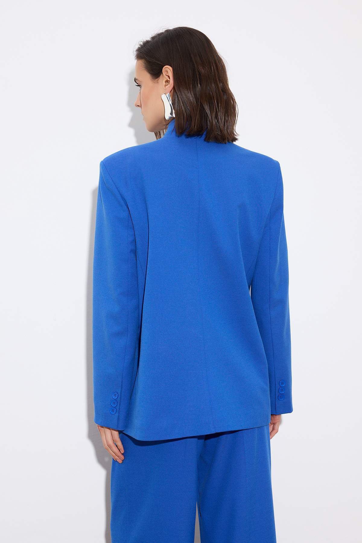 Limited Edition High Neck Long Sleeve Padded Shoulder Lined Blazer
