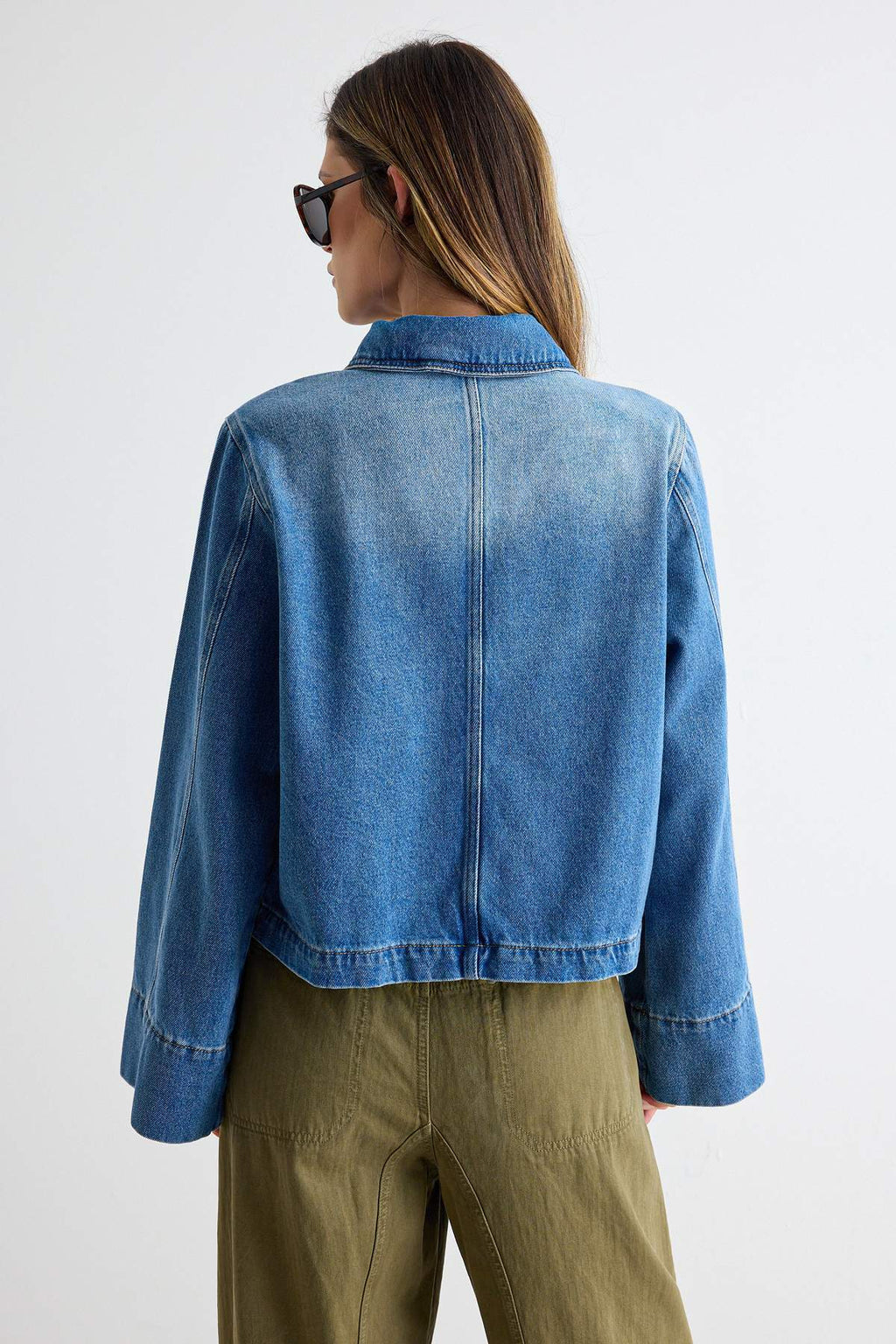 Shirt Collar Wide Sleeve Regular Denim Jacket