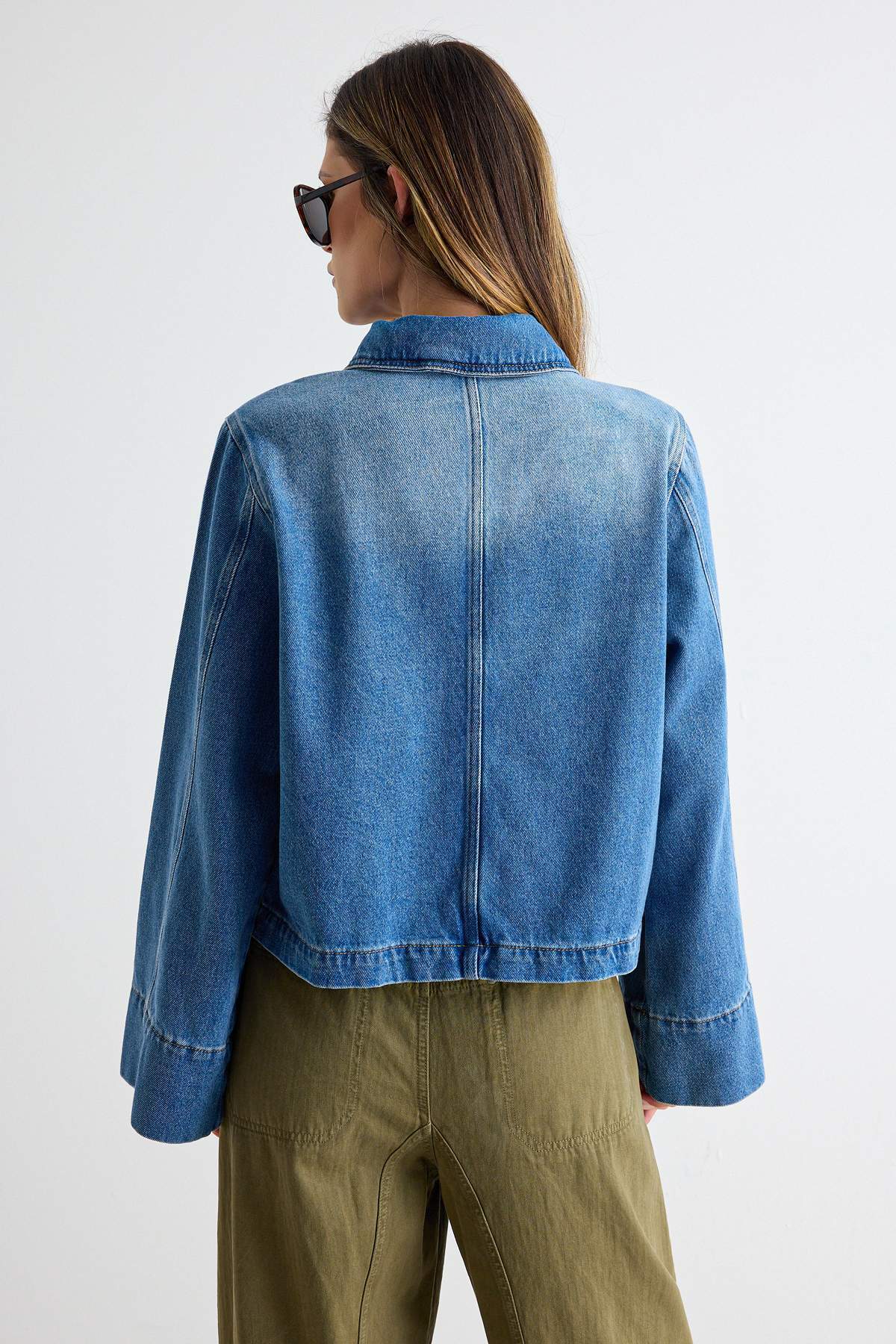 Shirt Collar Wide Sleeve Regular Denim Jacket