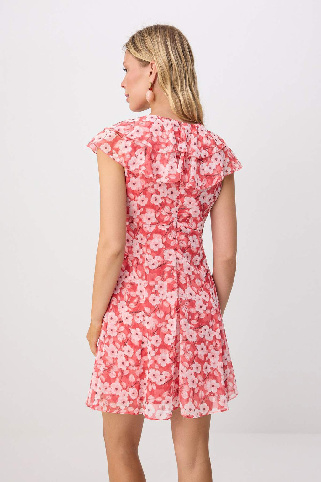 V Neck Puff Sleeve A-Line Mini Dress
