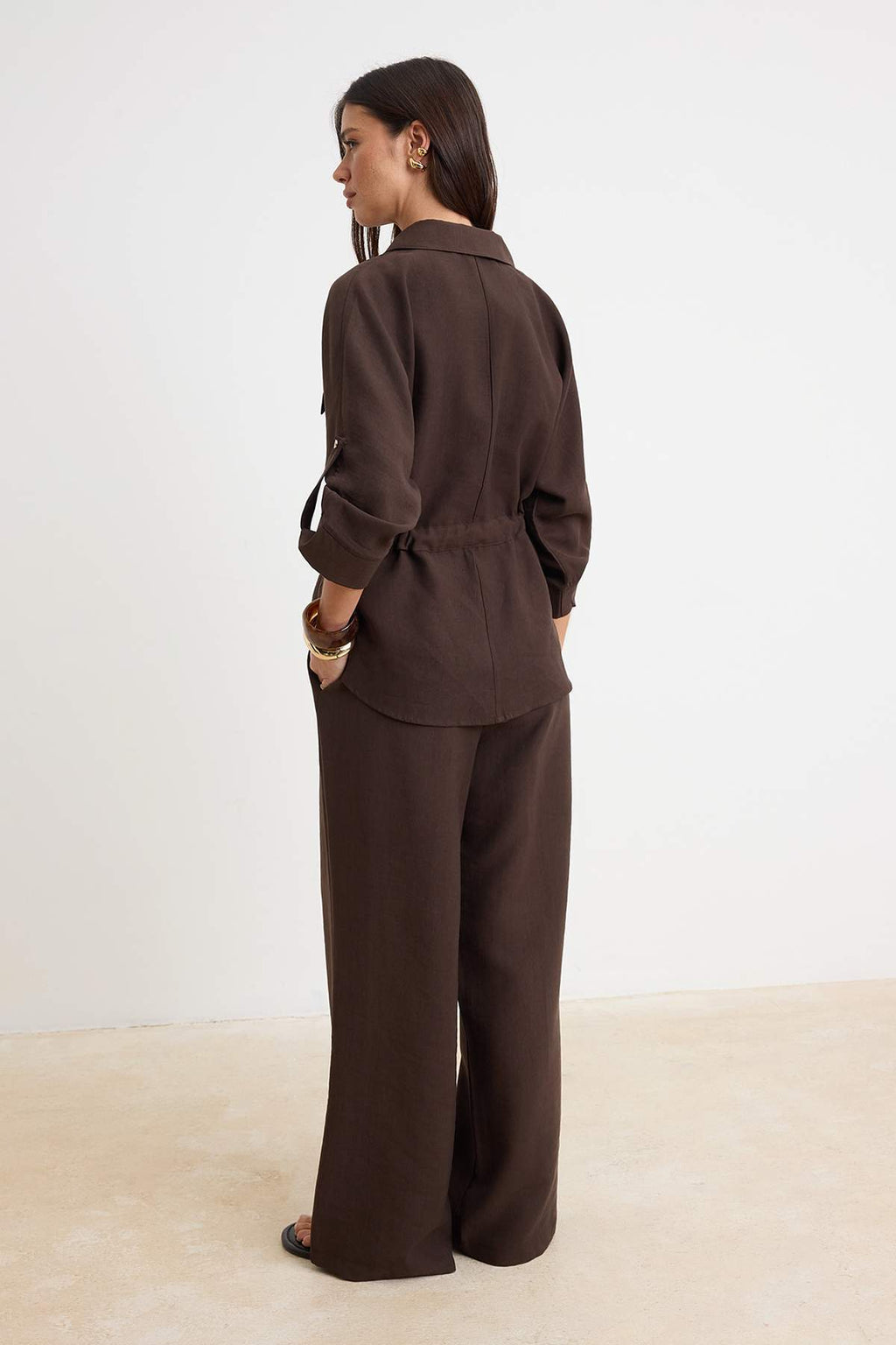 2-Piece Long Sleeve Shirt and Wide Leg Trouser Co-ord