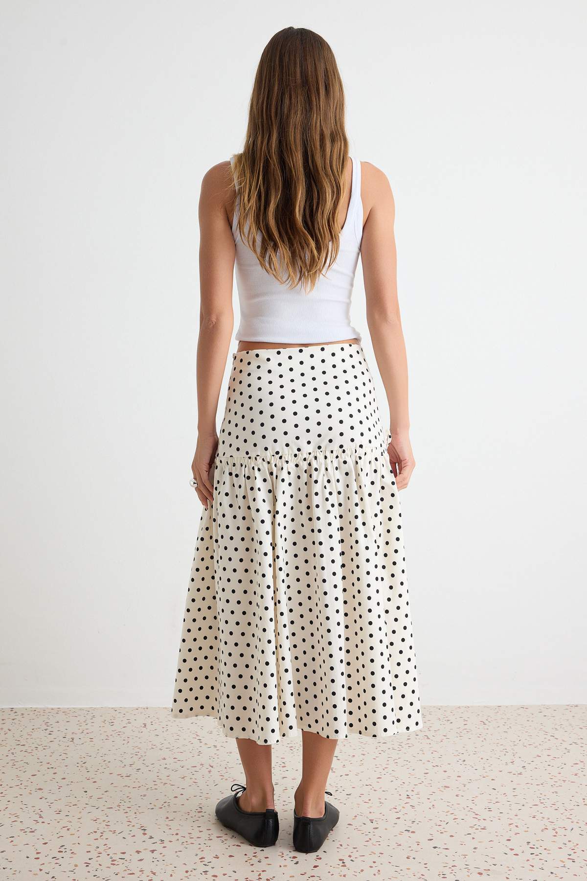 Side Tie Midi A-Line Skirt