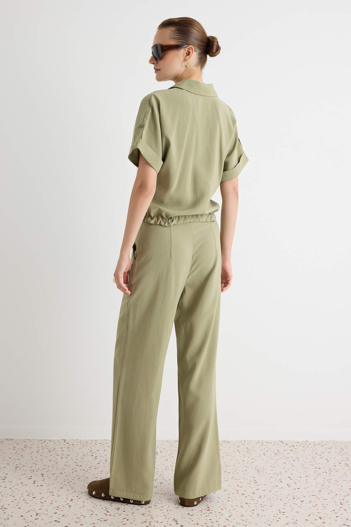 2-Piece Soft Touch Shirt and Wide Leg Trouser Co-ord Set