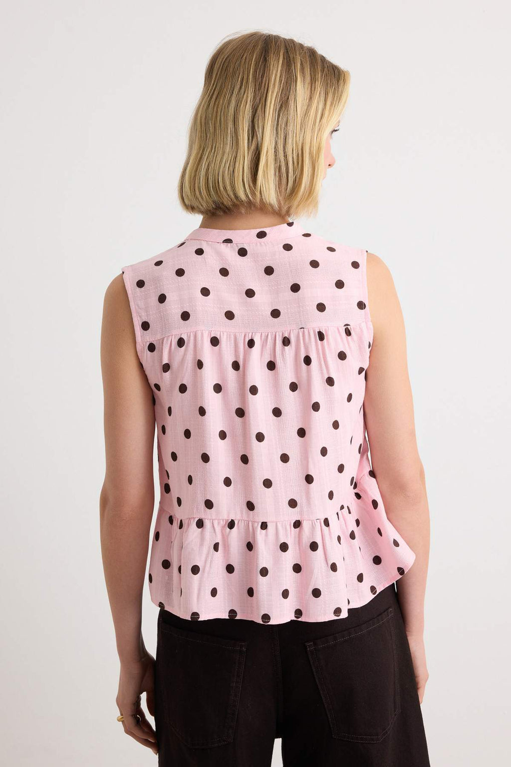 Sleeveless Mandarin Collar Relaxed Fit Shirt