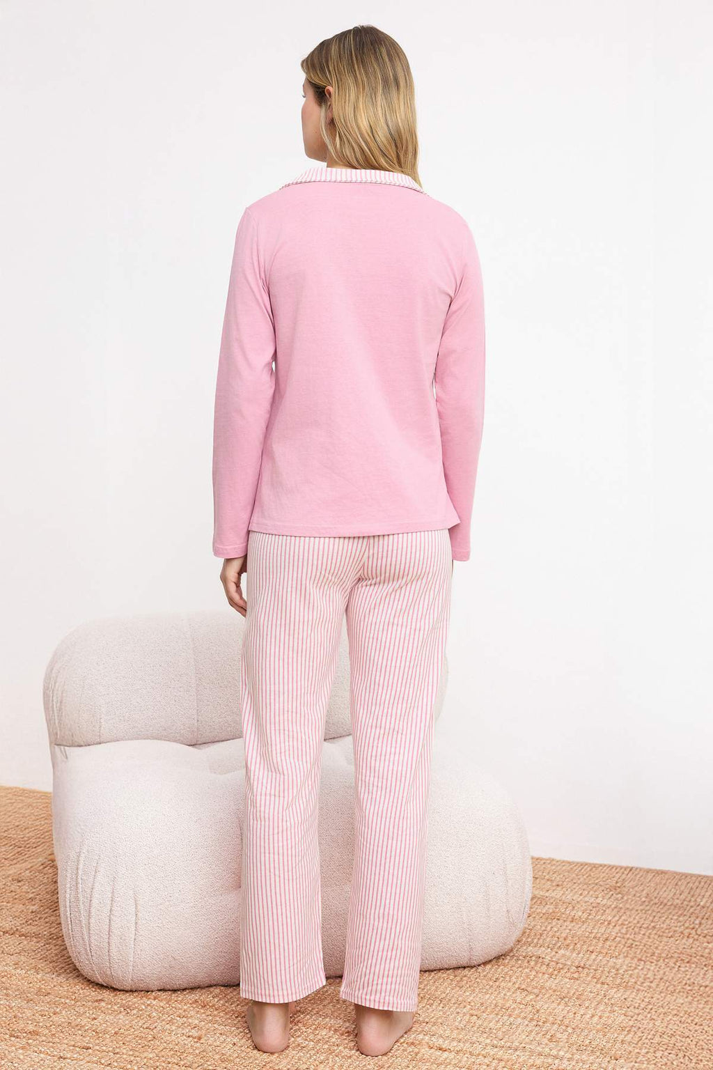 Collared Button Front Long Sleeve Pyjama Set