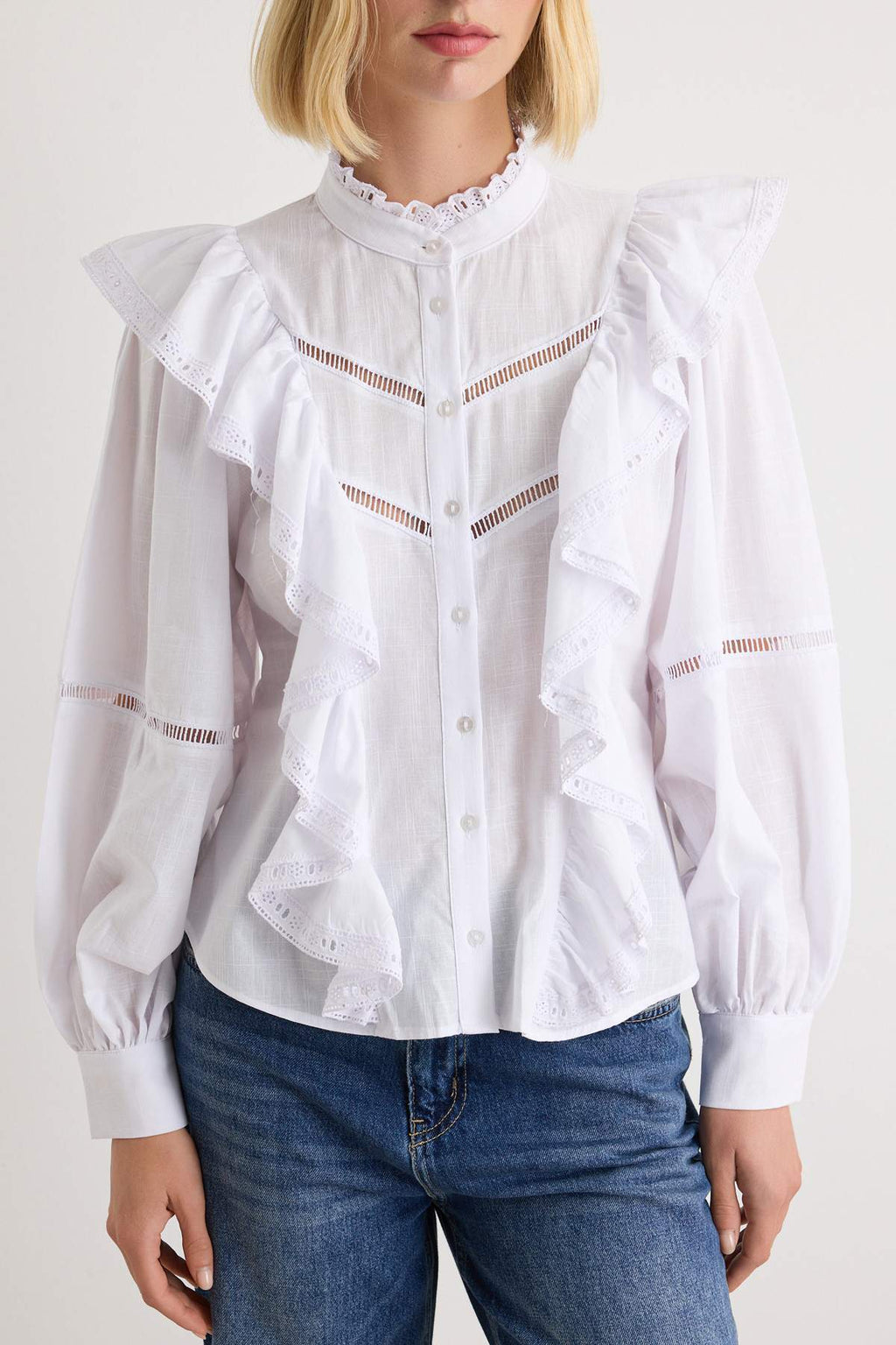 Ruffle Detail Boho Long Sleeve Shirt