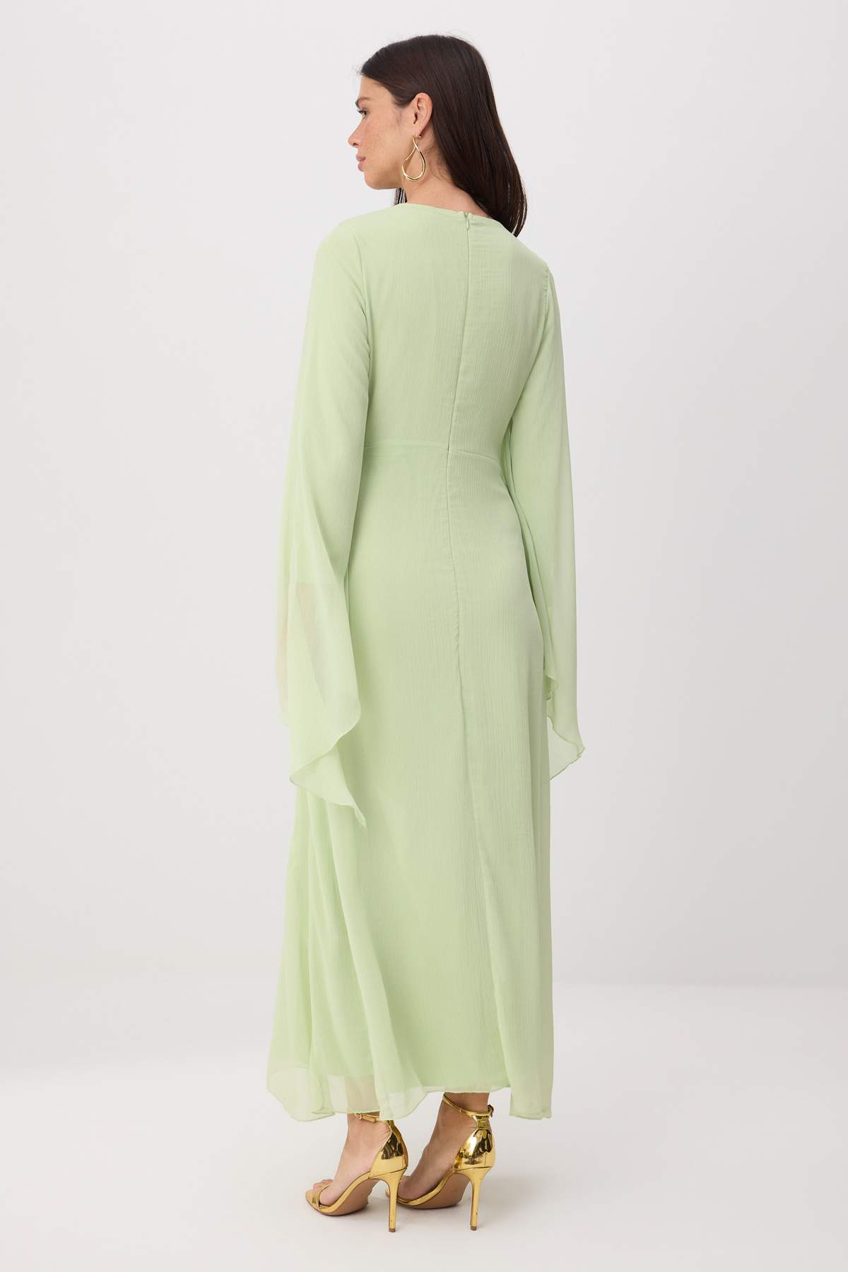 Princess Sleeve Boat Neck Maxi Dress