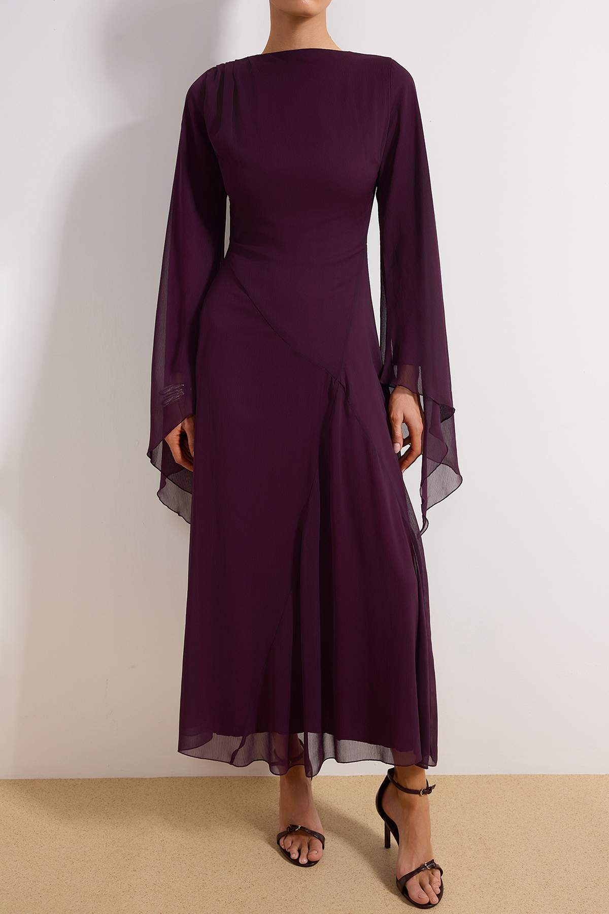 Princess Sleeve Boat Neck Maxi Dress