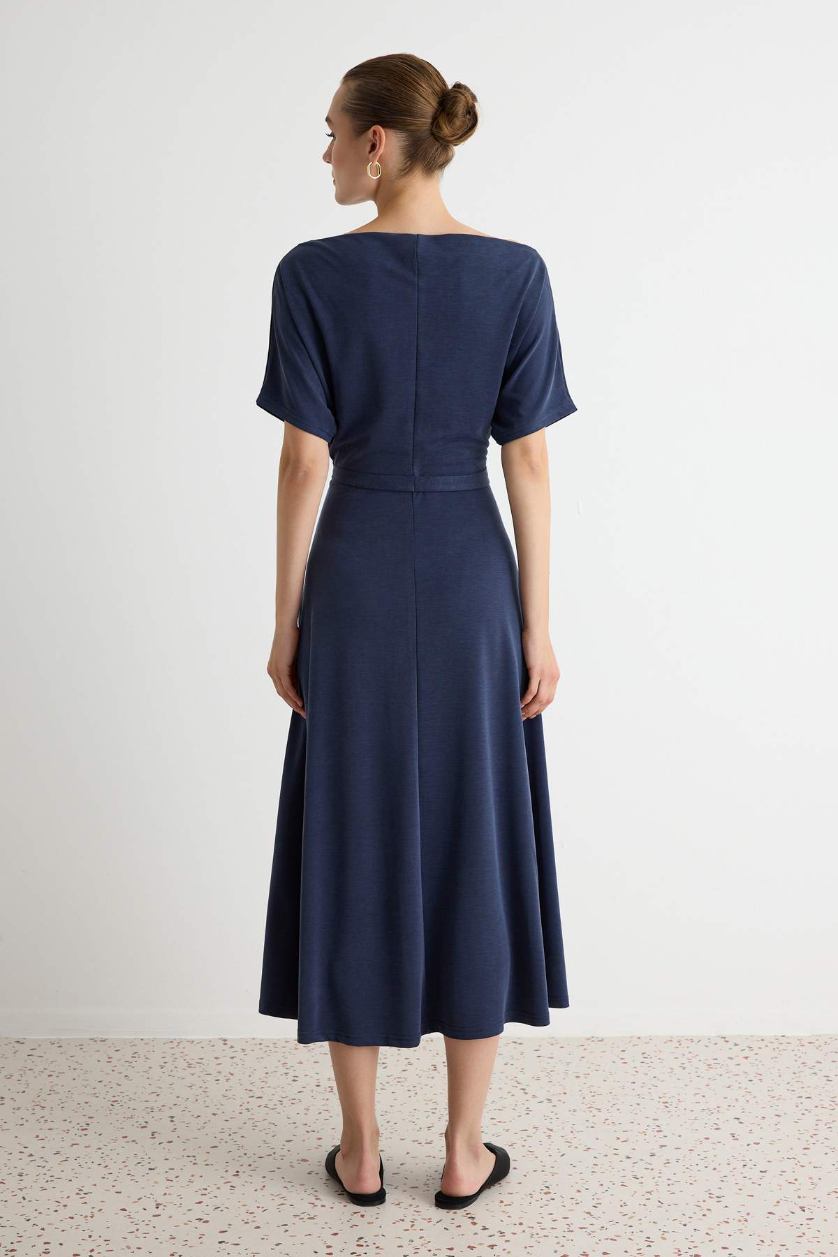 Boat Neck Batwing Sleeve Maxi Dress