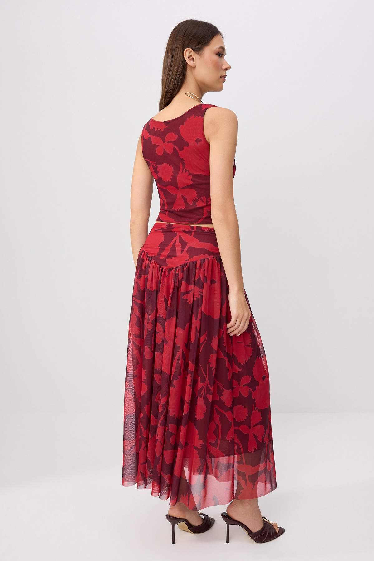 2-Piece Fitted Sleeveless Flared Tulle Co-ord Set