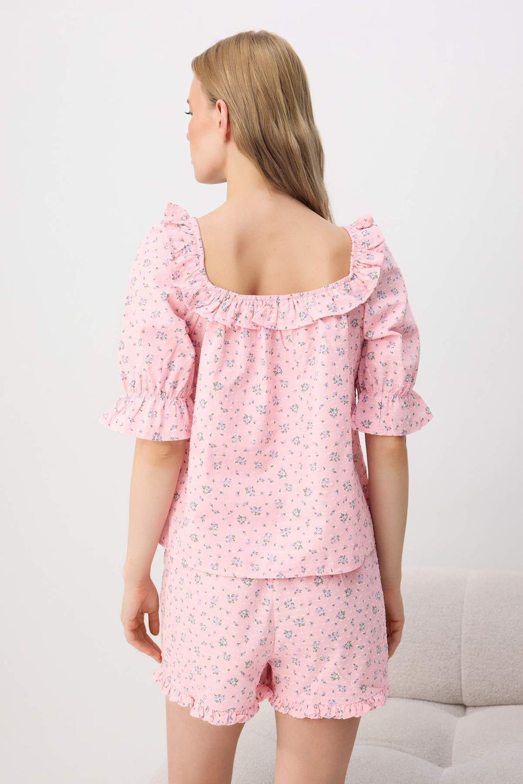 Square Neck Short Sleeve Pyjama Set
