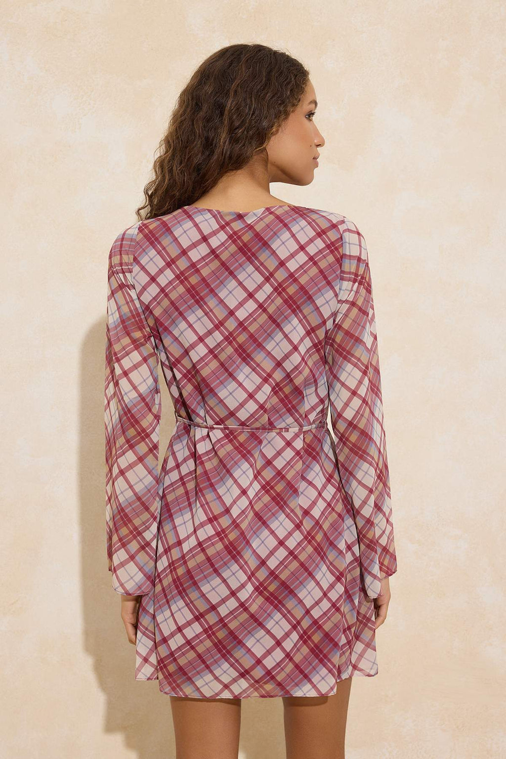 Round Neck Long Sleeve A-Line Mini Dress