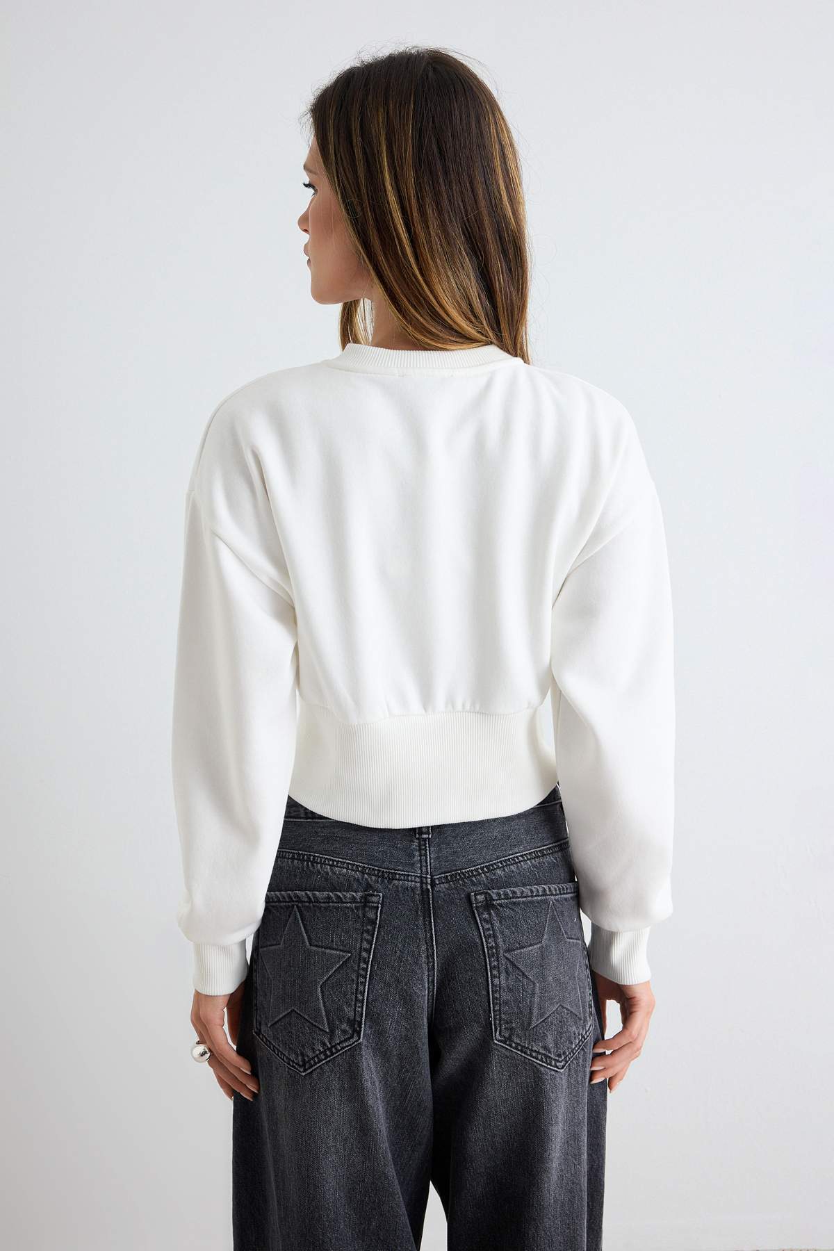 Snap Button Front Regular Fit Crop Cardigan