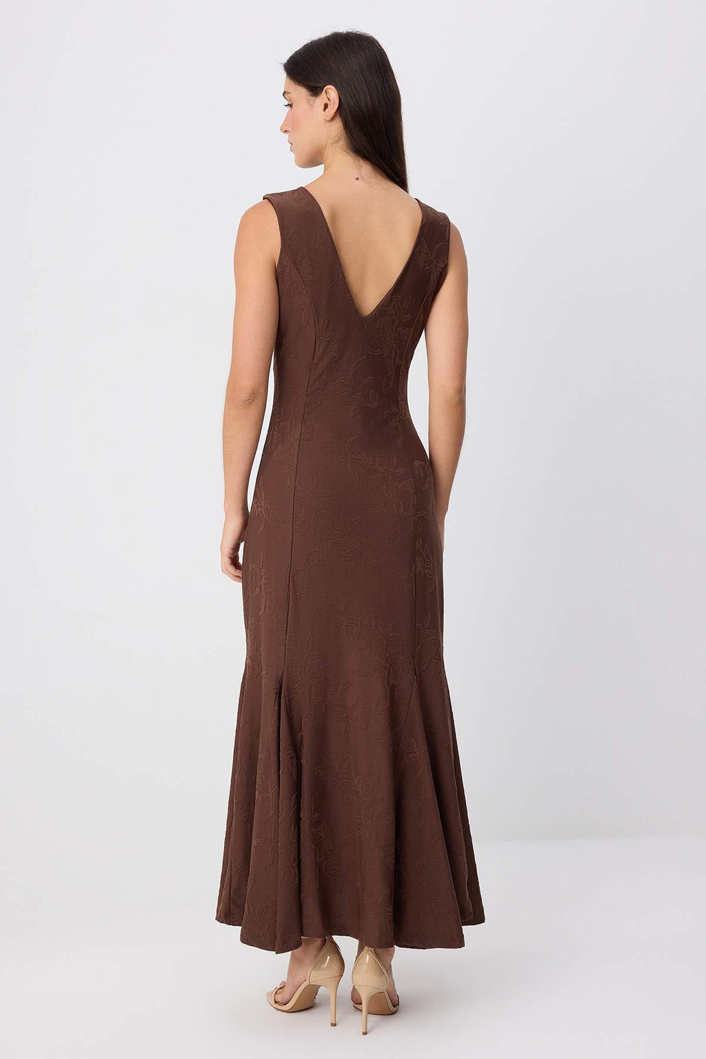 V Neck Thick Strap Sleeveless A-Line Maxi Dress