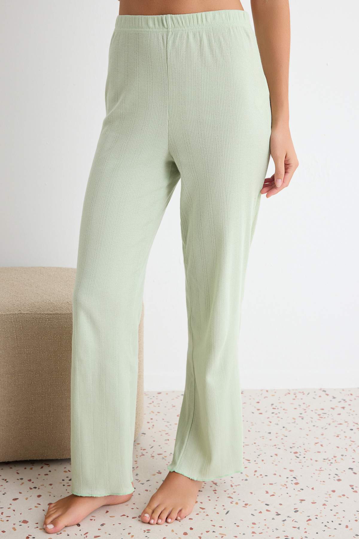 Round Neck Short Sleeve Pointelle Pyjama Set