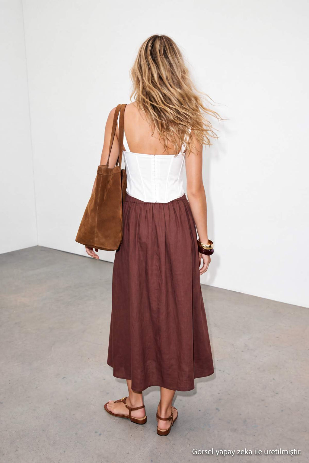 Elasticated Waist Drawstring Long Tiered Skirt