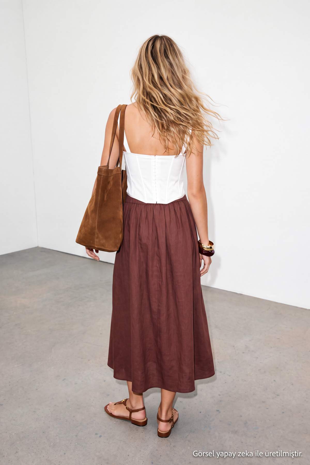 Elasticated Waist Drawstring Long Tiered Skirt
