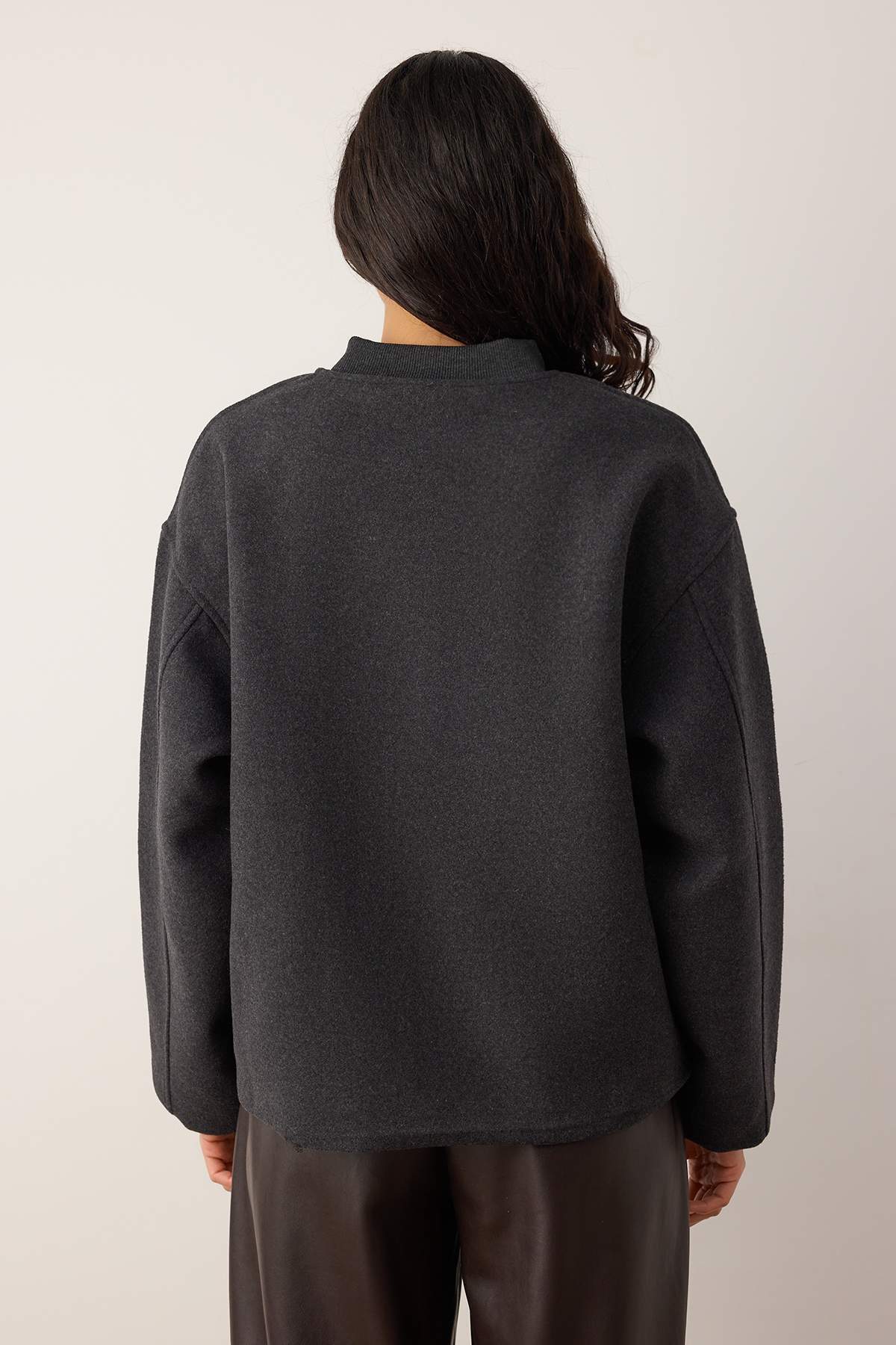 Pocket Detail Woven Oversize Jacket