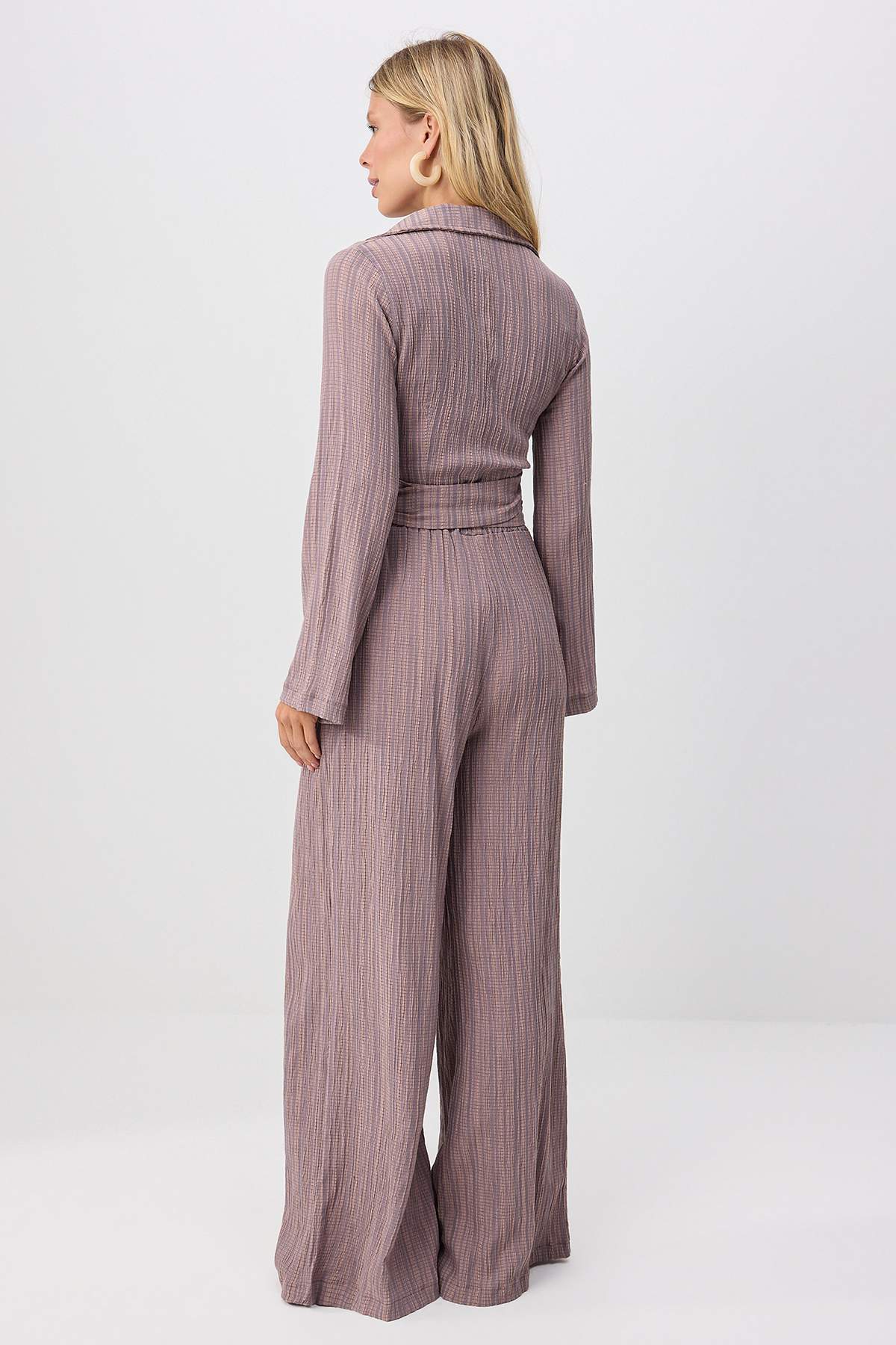 2-Piece Crossover Blouse Relaxed Fit Trouser Co-ord Set