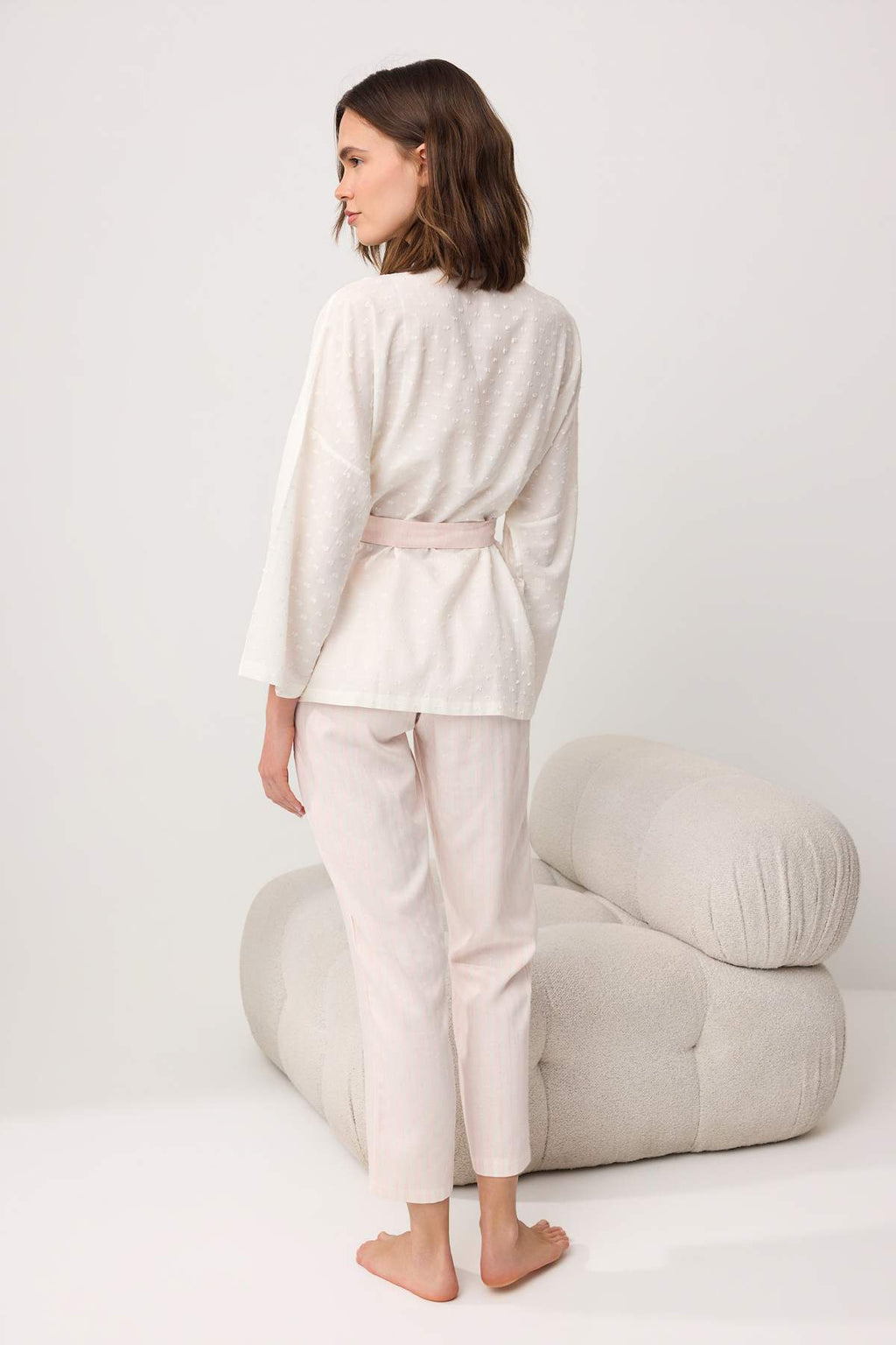 V Neck Camisole with Trousers and Robe 3 Piece Pyjama Set