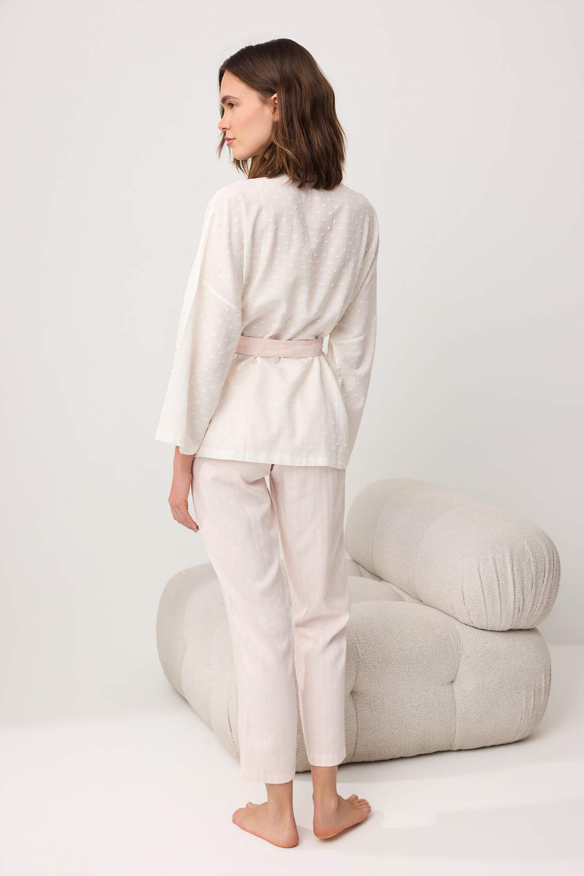 V Neck Camisole with Trousers and Robe 3 Piece Pyjama Set