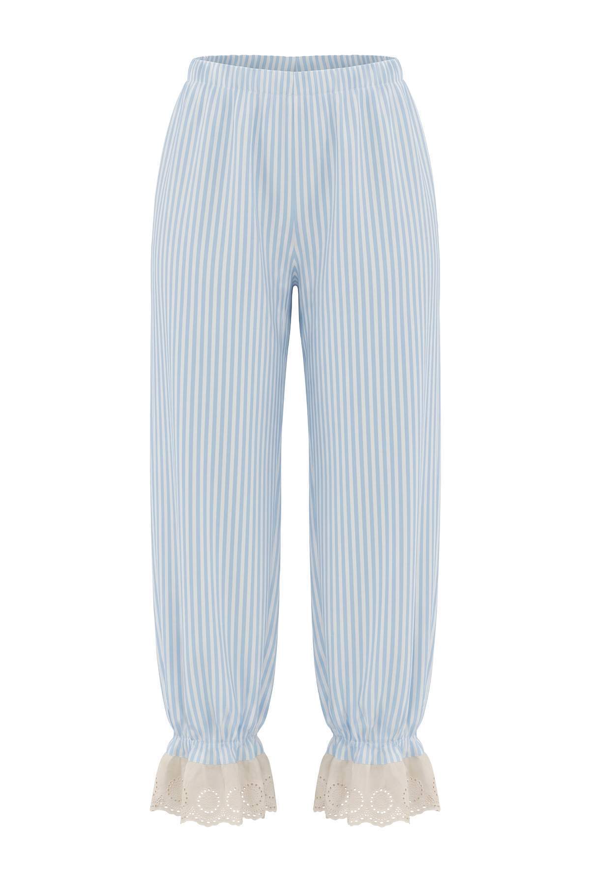 V Neck Balloon Sleeve Viscose Pyjama Set