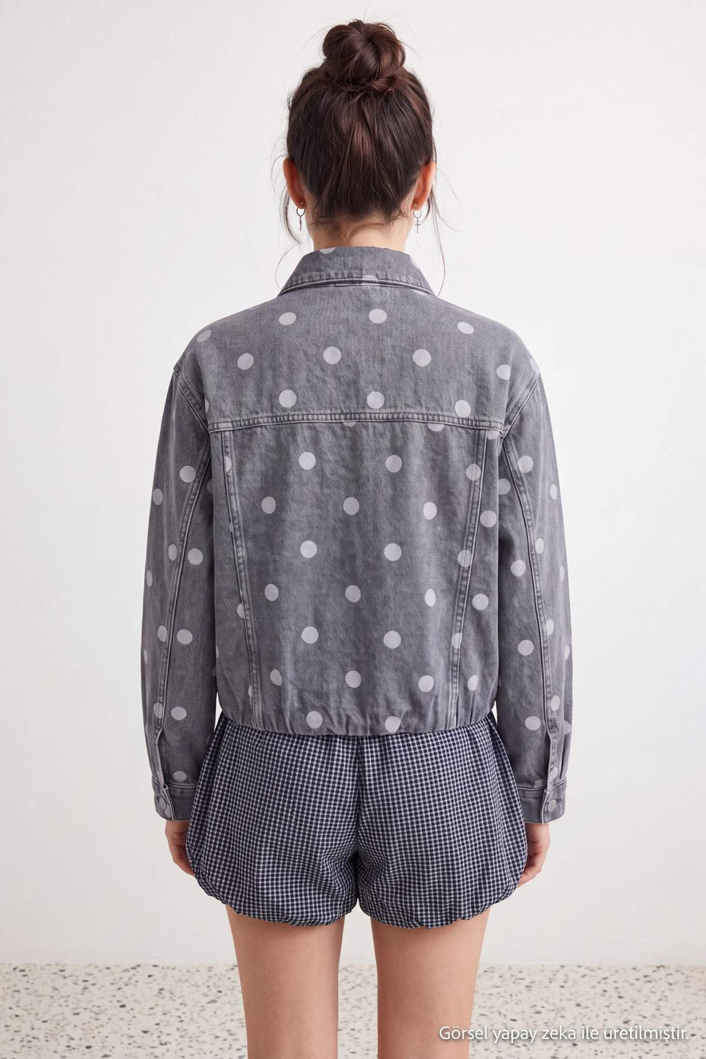High Neck Long Sleeve Denim Jacket