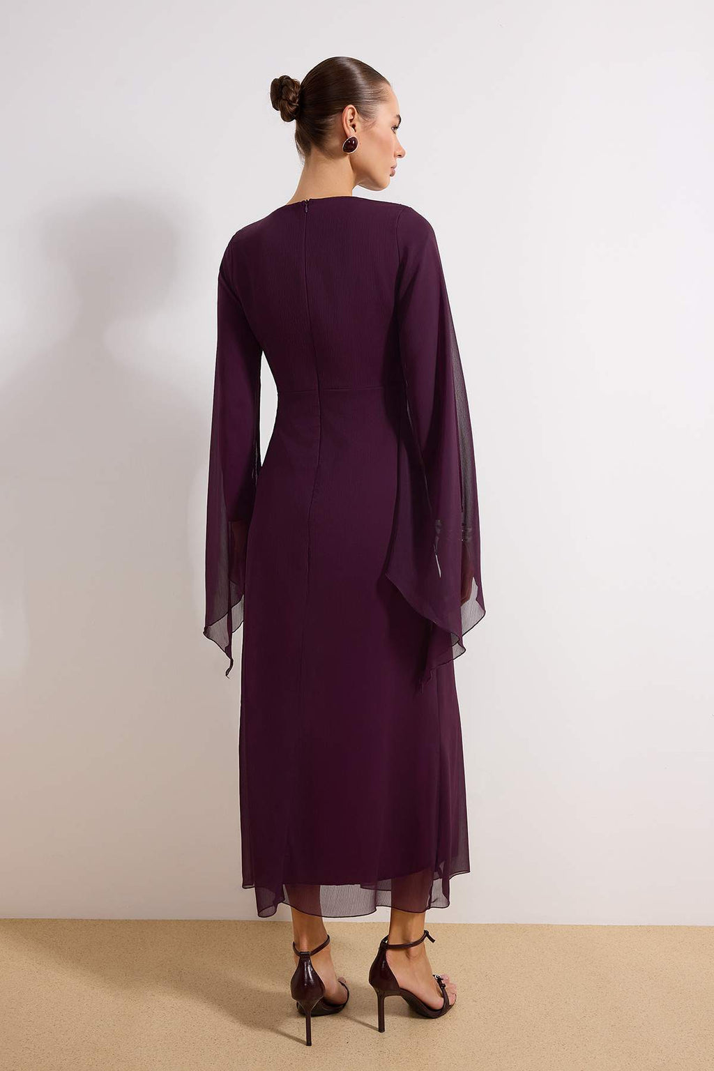 Princess Sleeve Boat Neck Maxi Dress