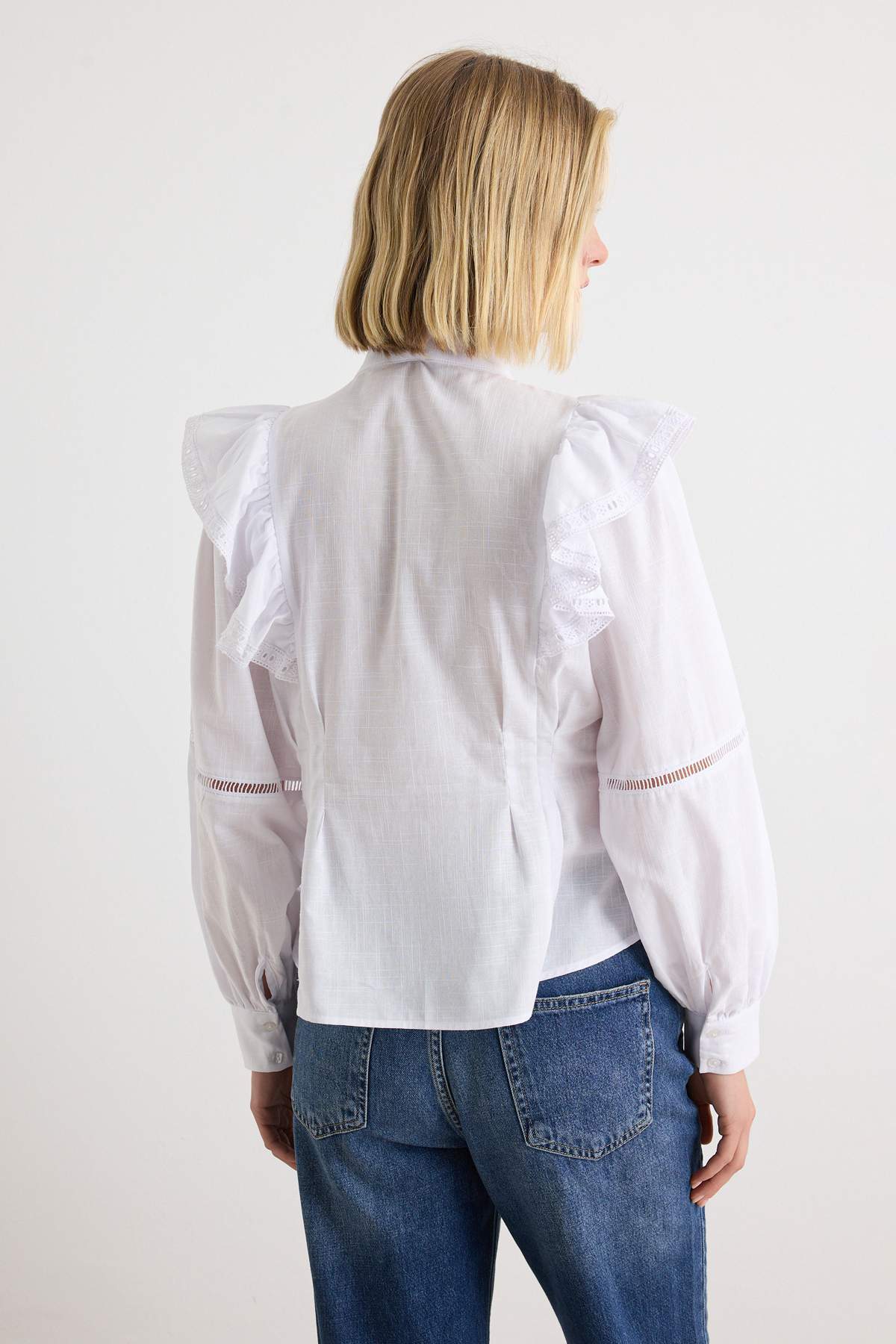 Ruffle Detail Boho Long Sleeve Shirt