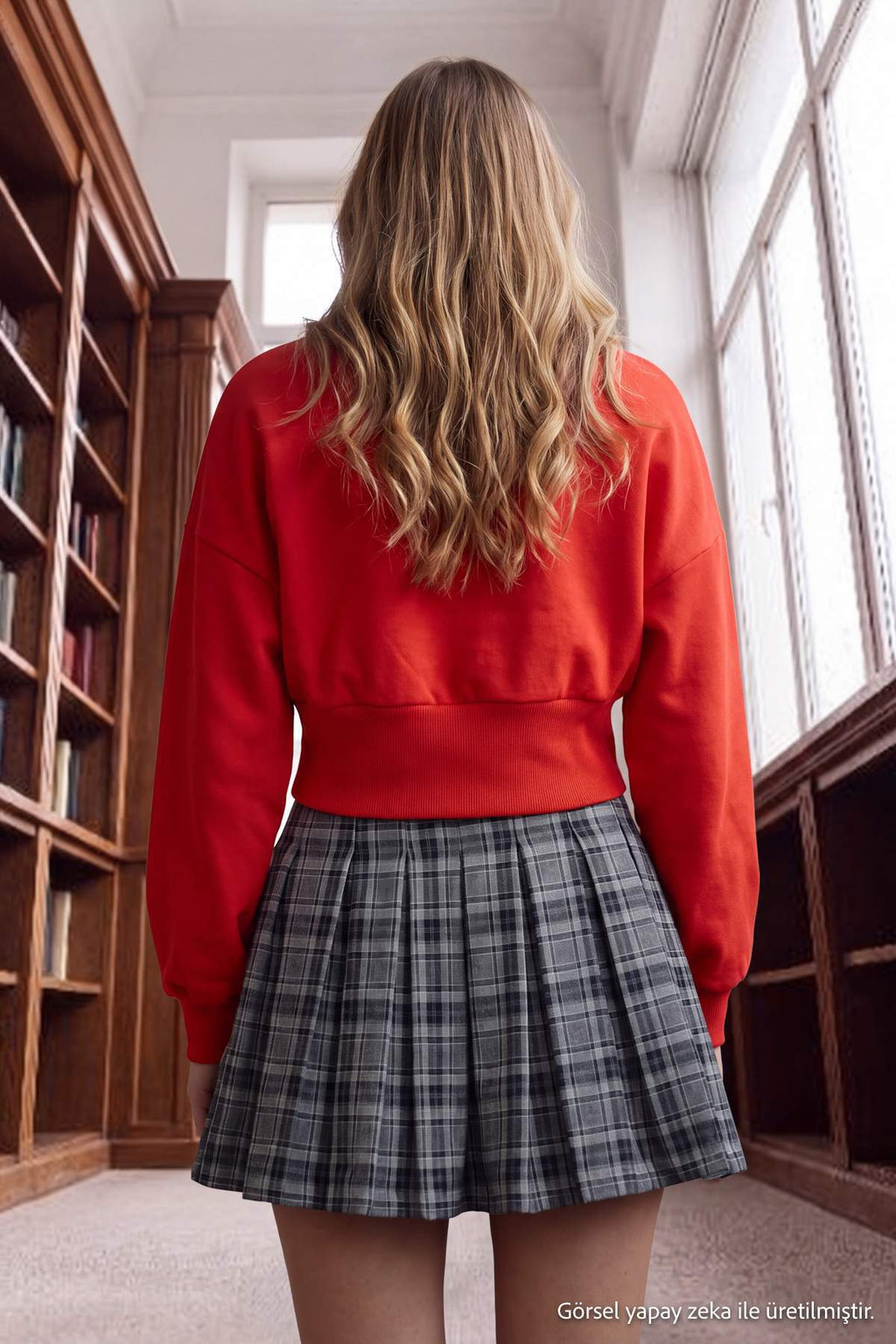 Crew Neck Long Sleeve Regular Fit Crop Sweatshirt