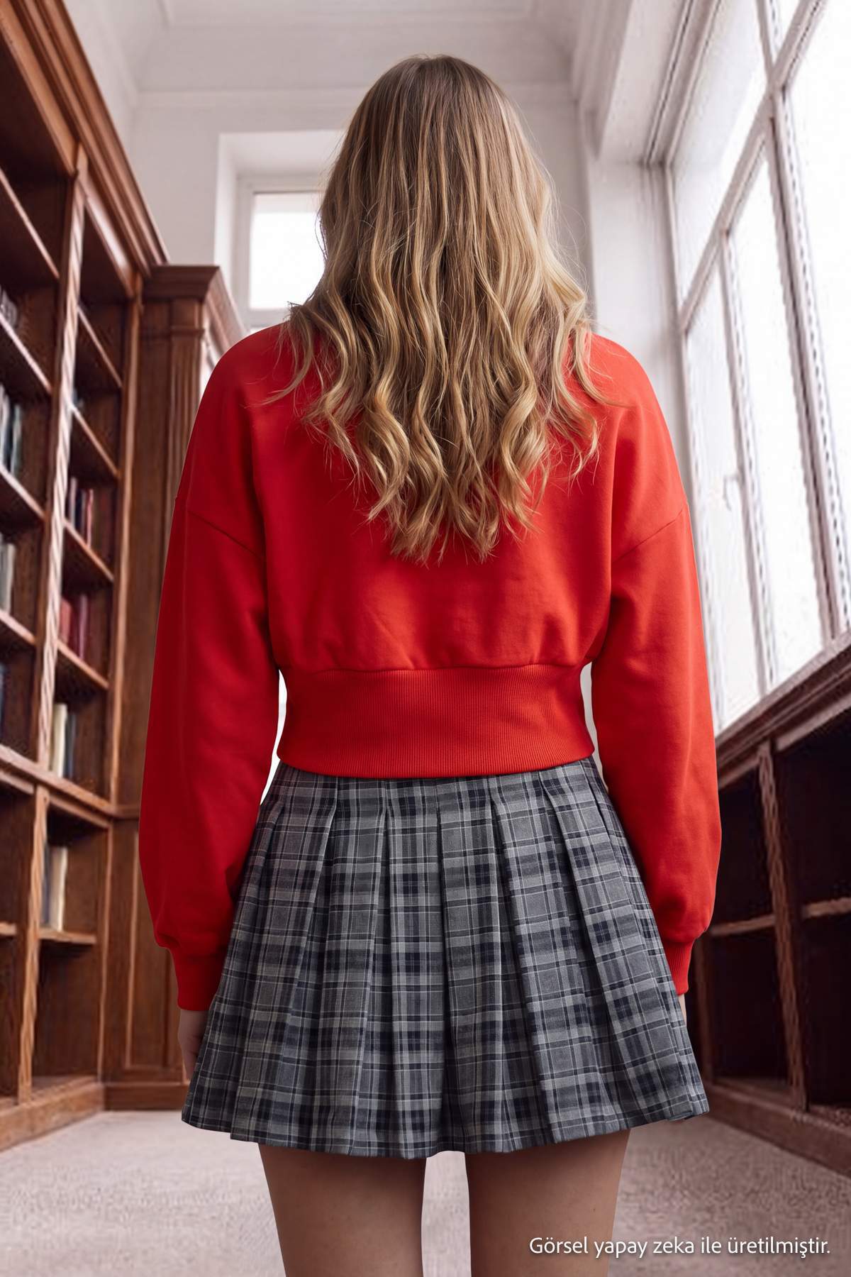 Crew Neck Long Sleeve Regular Fit Crop Sweatshirt