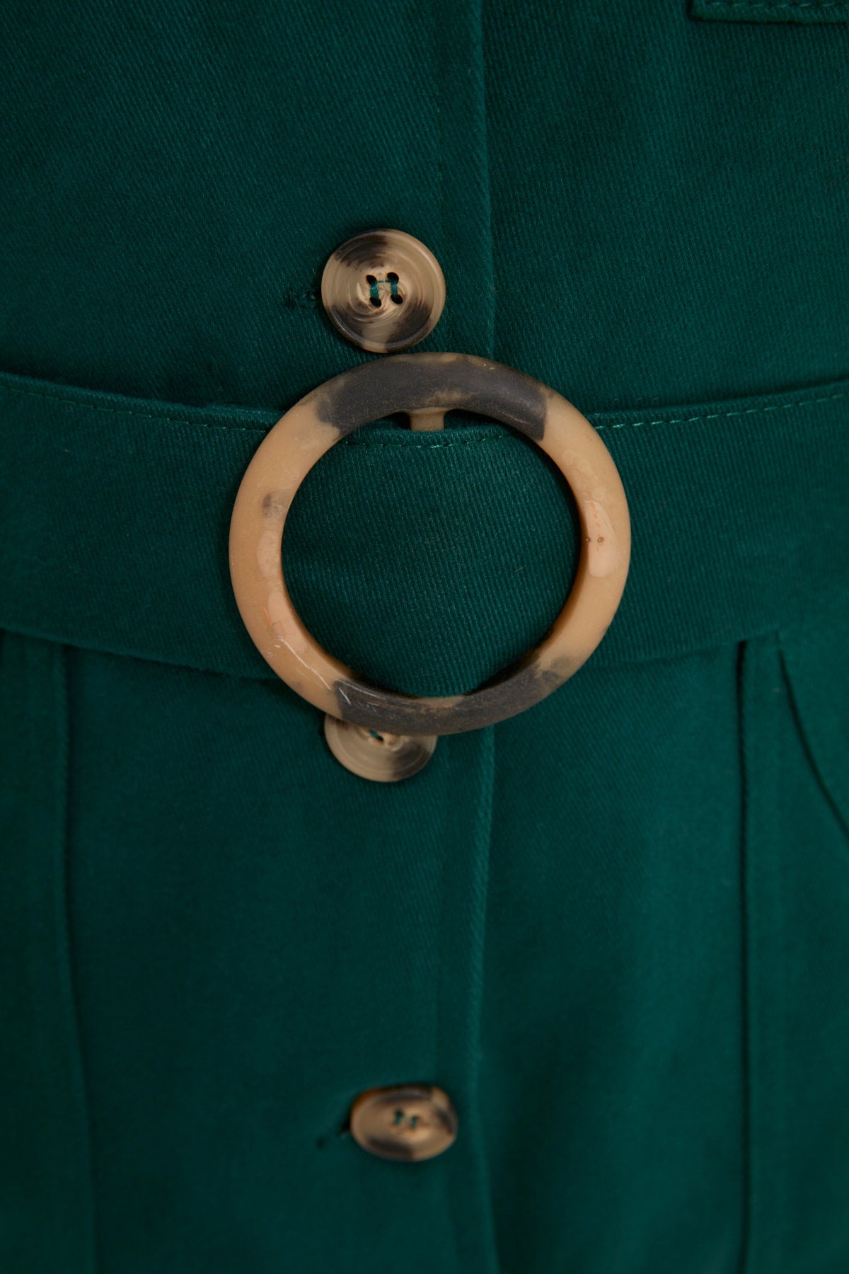 Belted Button Detail Long Sleeve Mini Shirt Dress