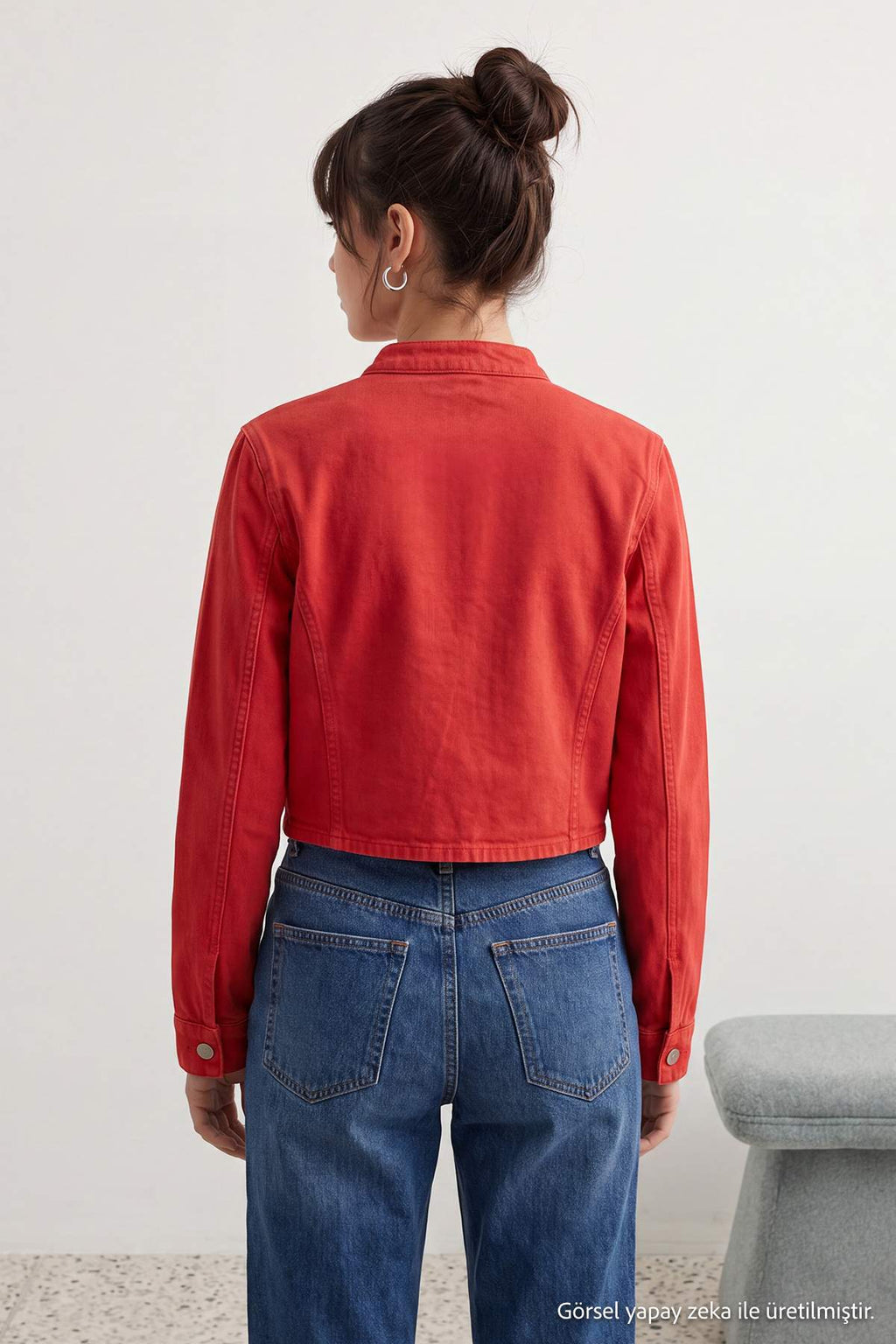 Button Front Fitted Long Sleeve Denim Jacket