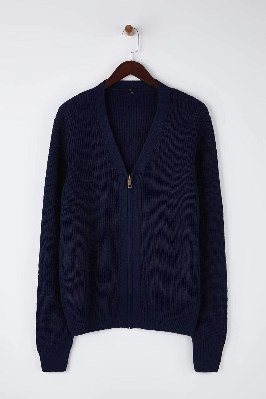 Regular V-Neck Zippered Cardigan