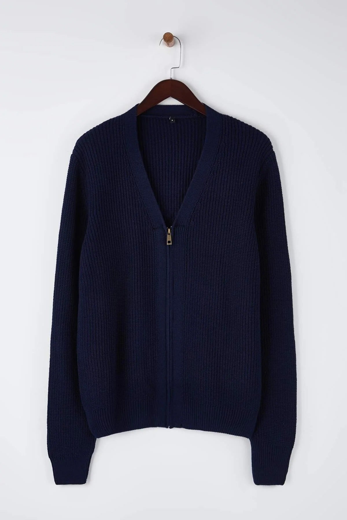 Regular V-Neck Zippered Cardigan