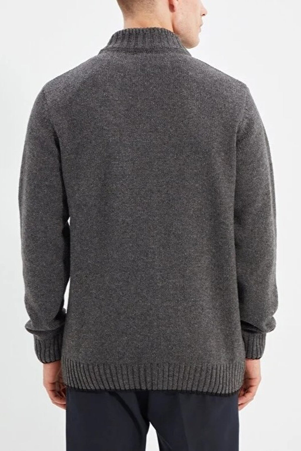 Slim Fit Knit Cardigan with Zipper and Pocket