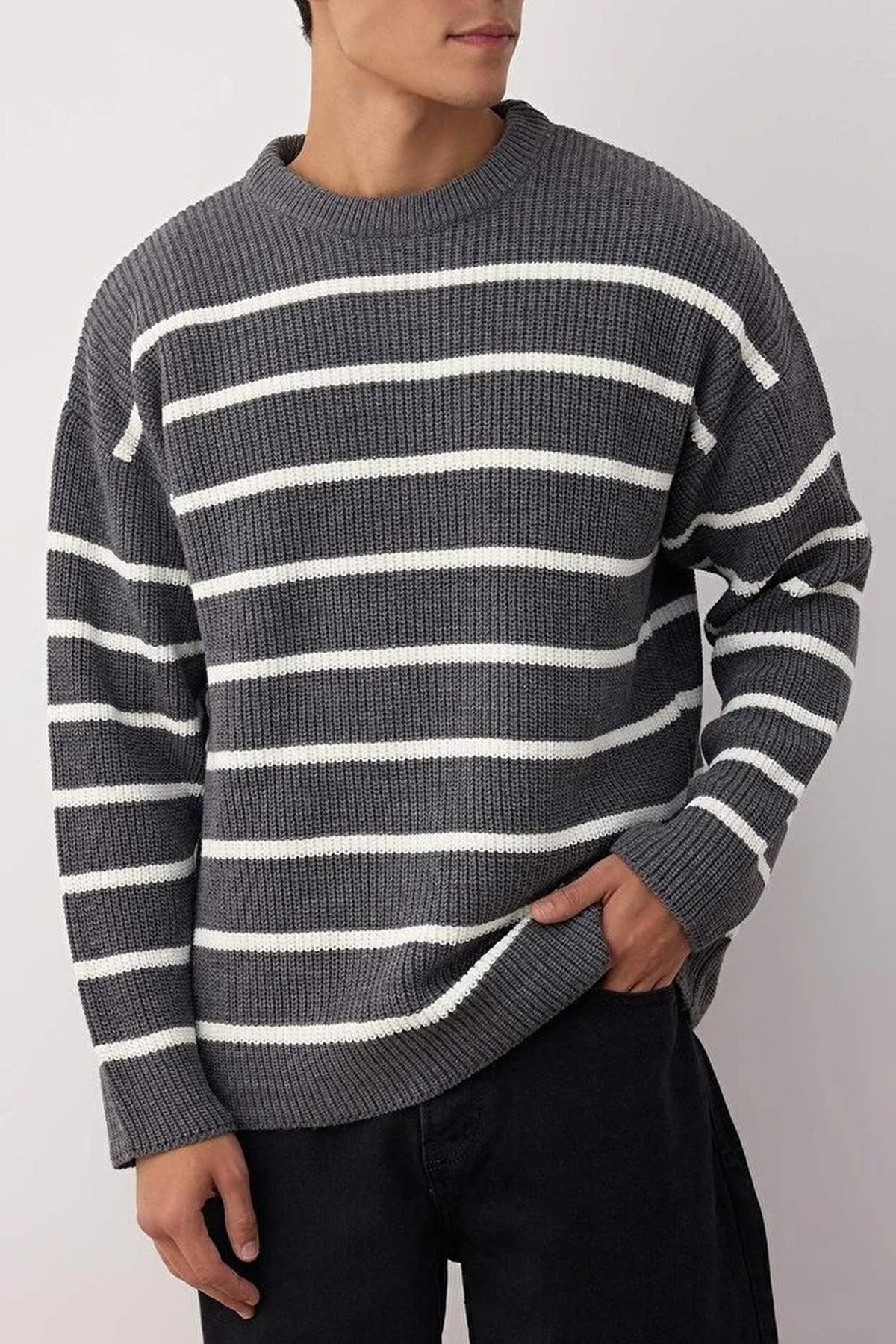 Crew Neck Striped Sweater