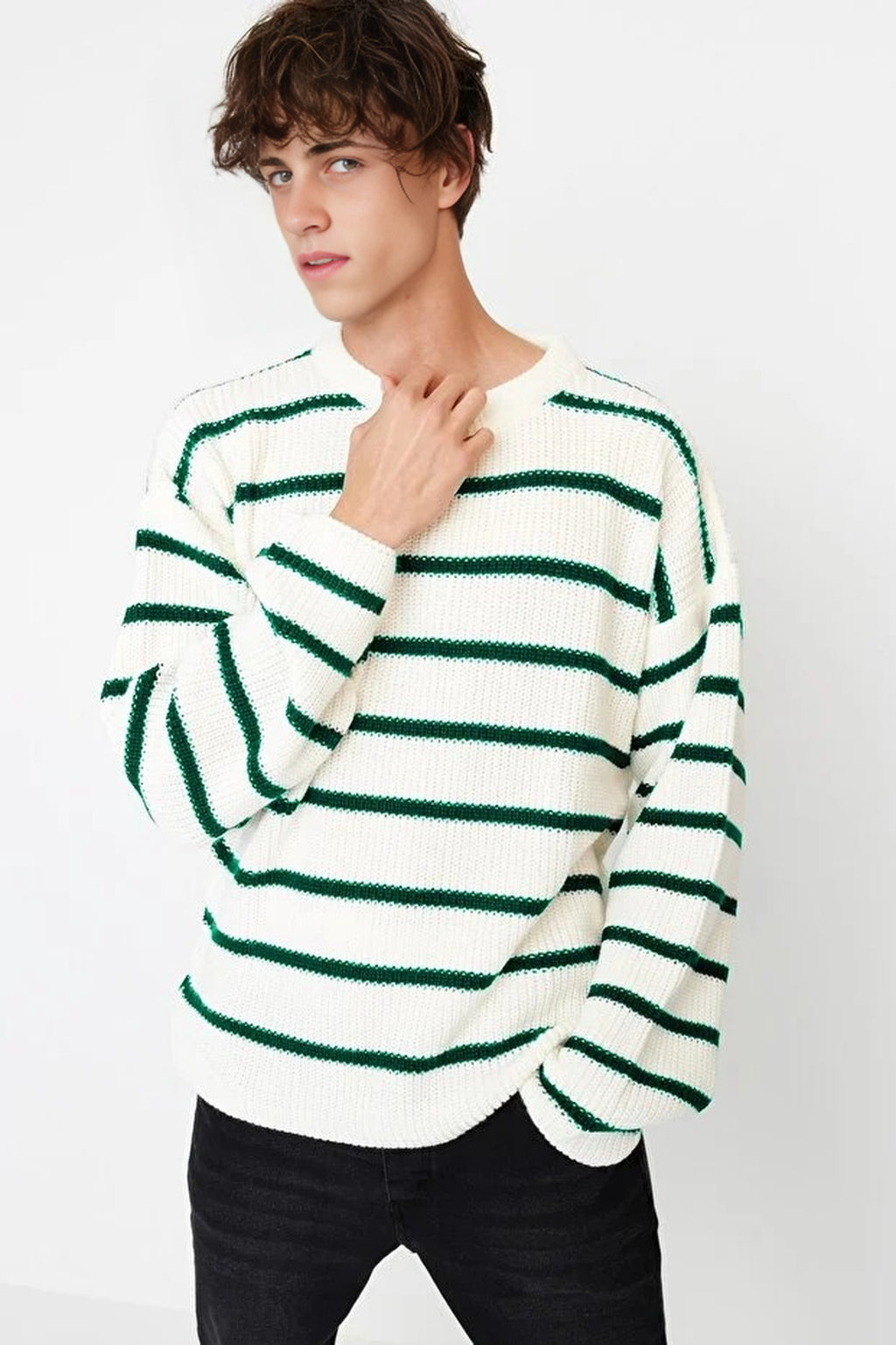 Crew Neck Striped Sweater