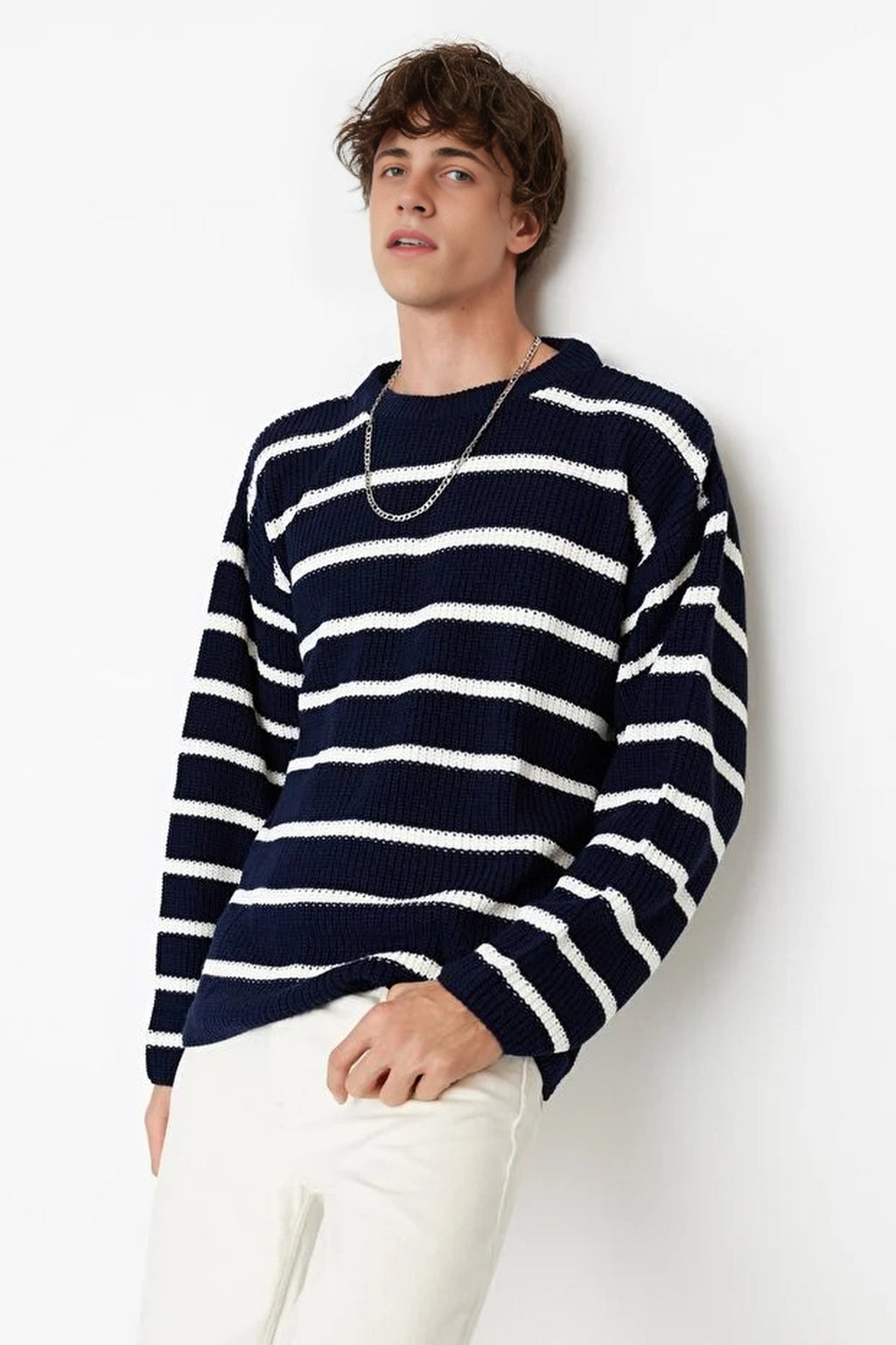 Crew Neck Striped Sweater
