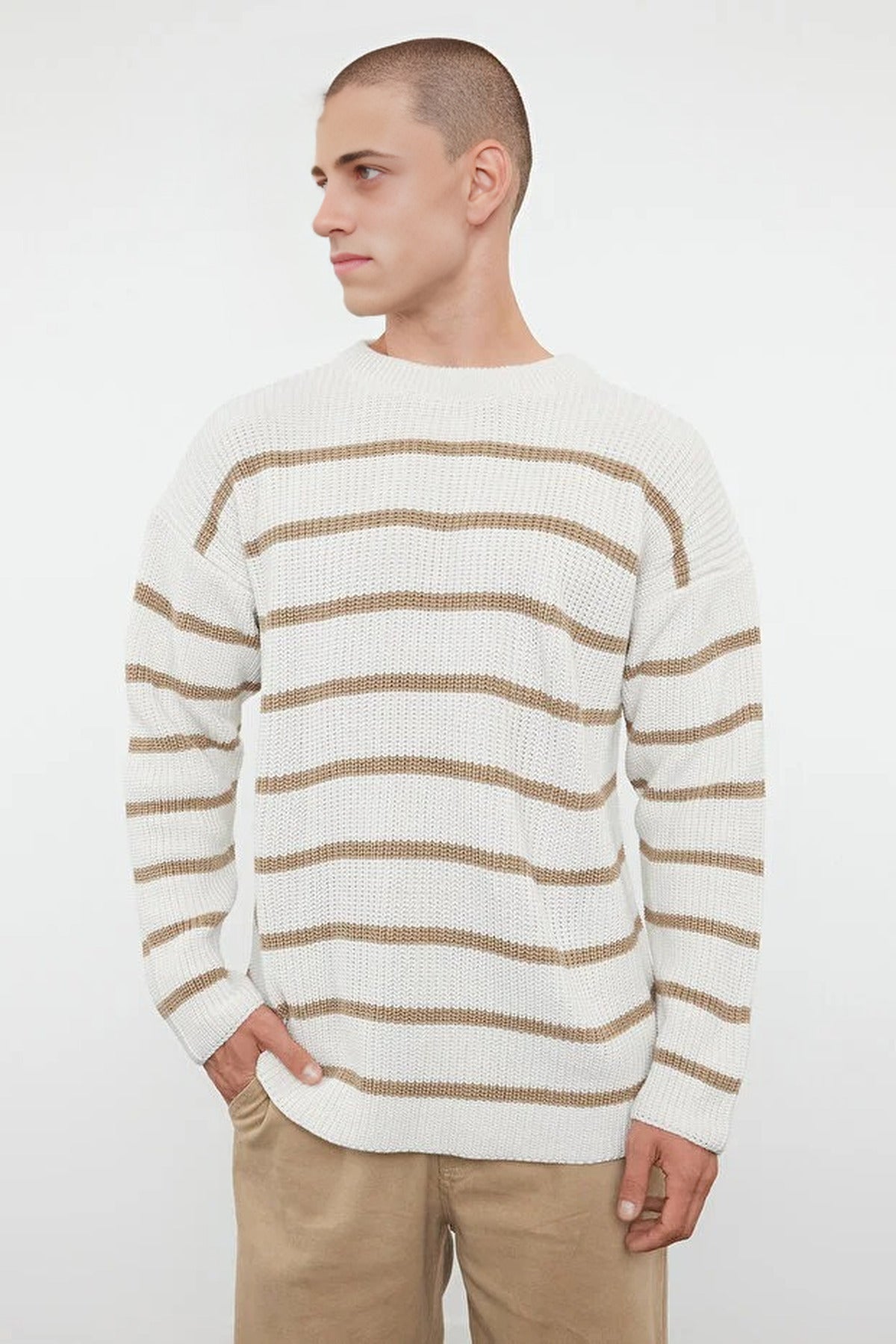 Crew Neck Striped Sweater