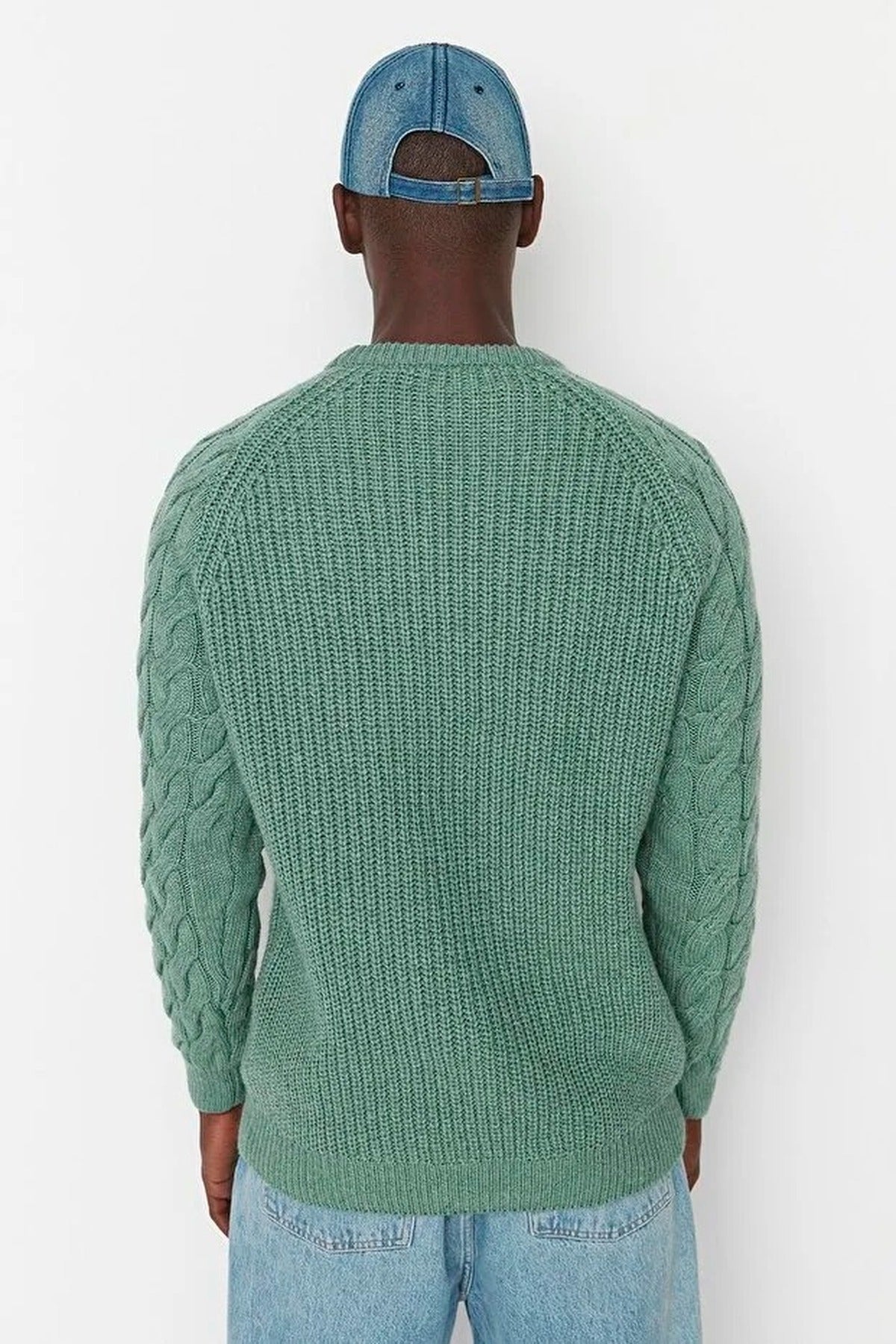 Regular Fit Woolen Crew Neck Knit Sweater with Hair Knitting Detail